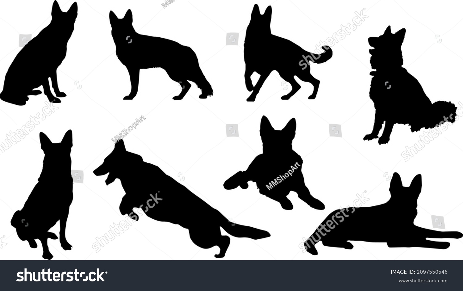 SVG of German Shepherd Silhouette Dog Bundle svg