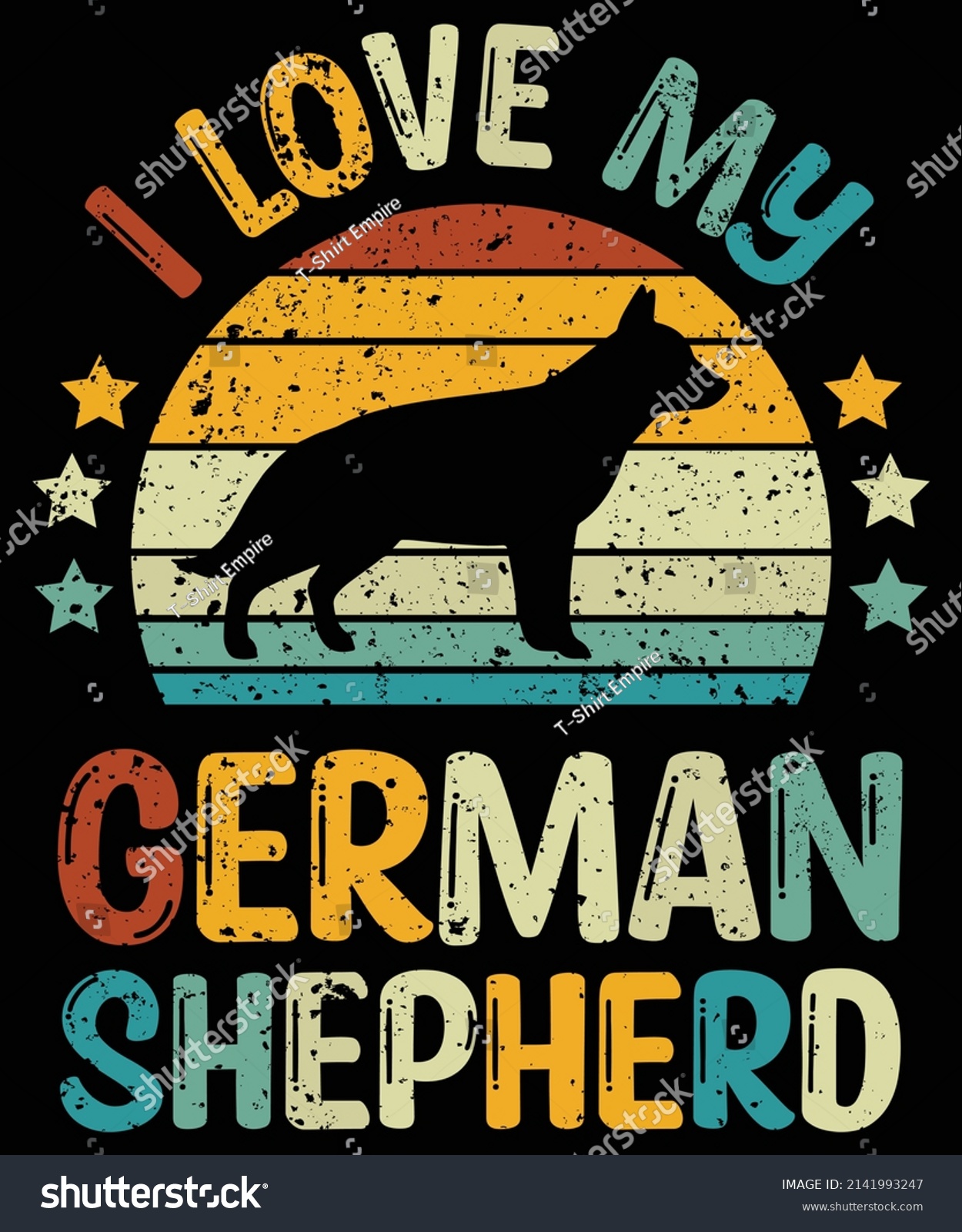 SVG of German Shepherd silhouette vintage and retro t-shirt design svg