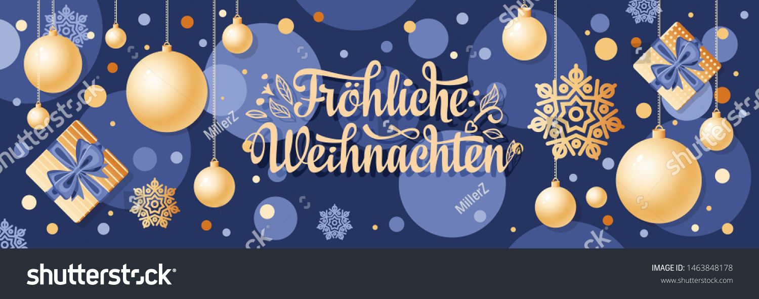 German Text Frohe Weihnachten Horizontal Header Stock Vektorgrafik Lizenzfrei