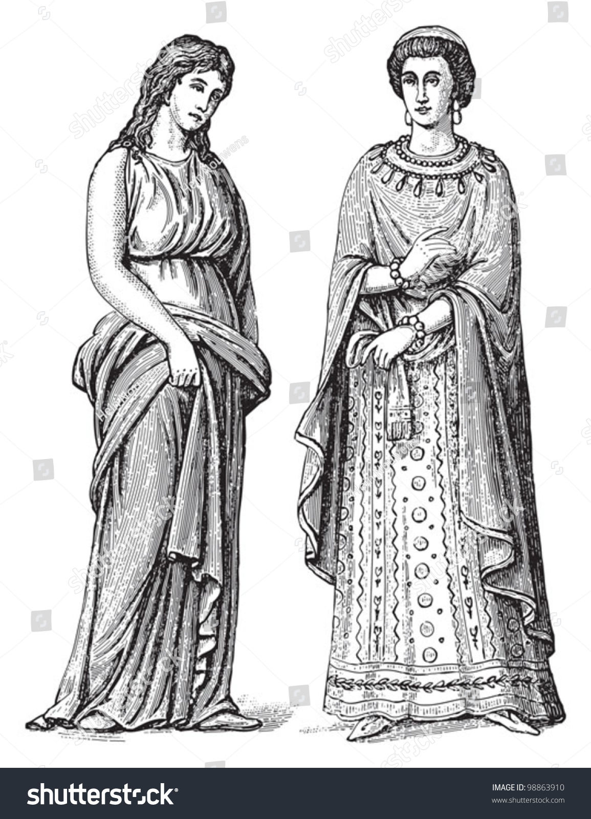 German Woman Fashion - Migration Period (Left) And Early Middle Ages ...