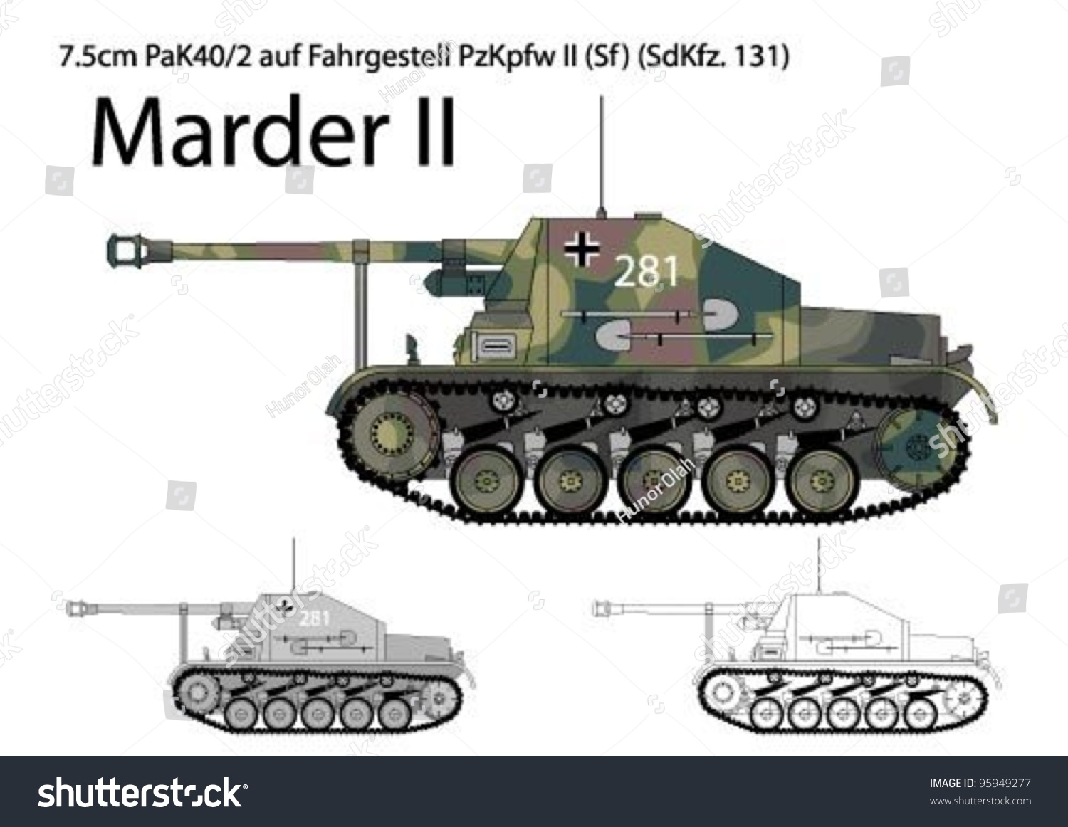 German Ww2 Marder Ii Tank Destroyer Stock Vector Royalty Free