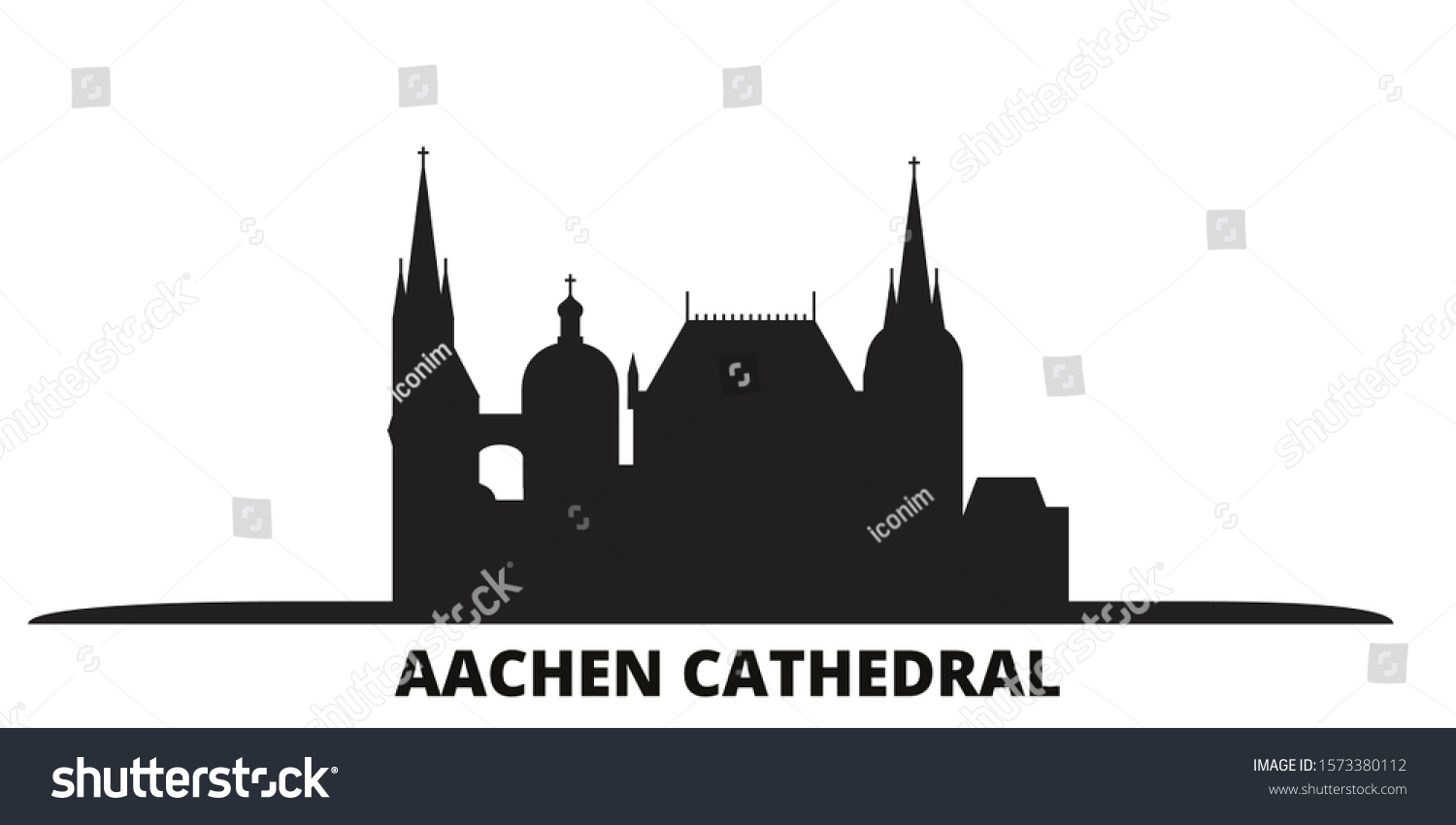 SVG of Germany, Aachen Cathedral city skyline isolated vector illustration. Germany, Aachen Cathedral travel black cityscape svg