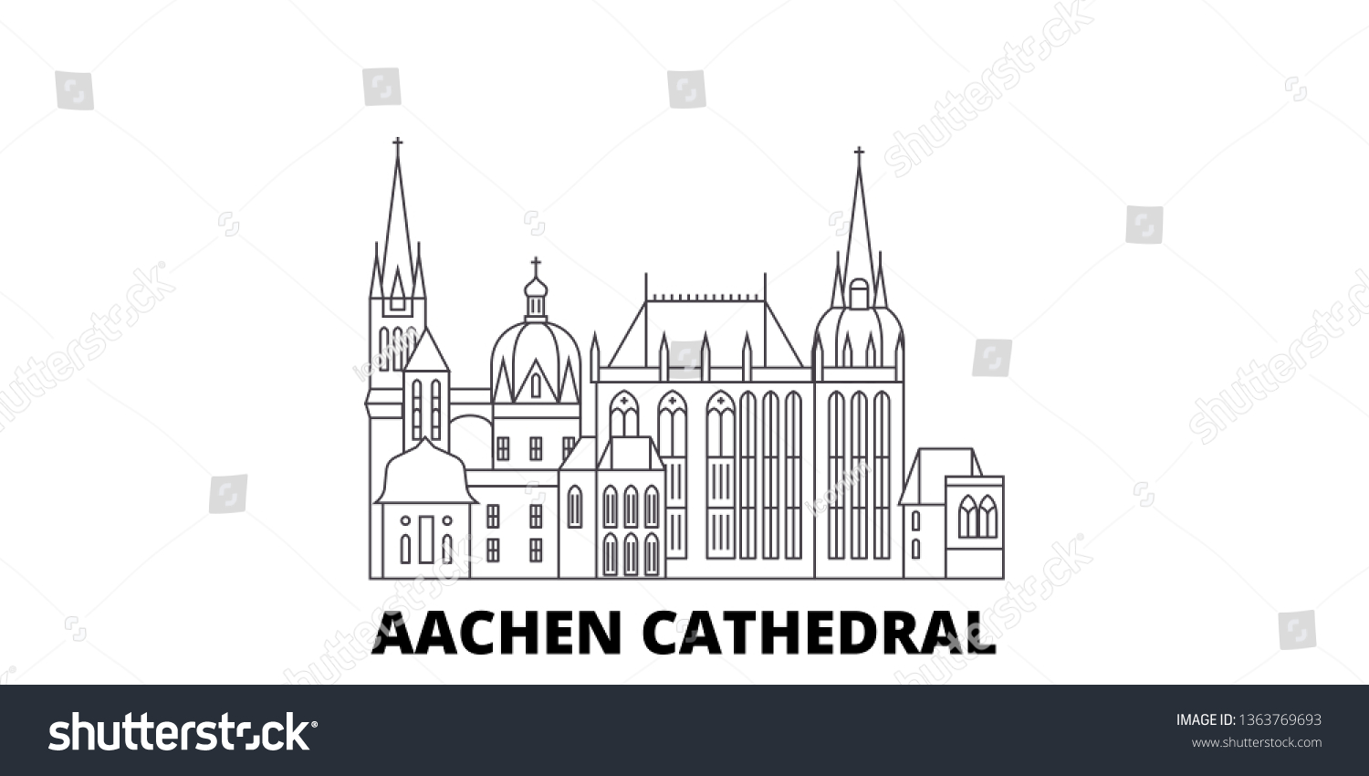 SVG of Germany, Aachen Cathedral line travel skyline set. Germany, Aachen Cathedral outline city vector illustration, symbol, travel sights, landmarks. svg