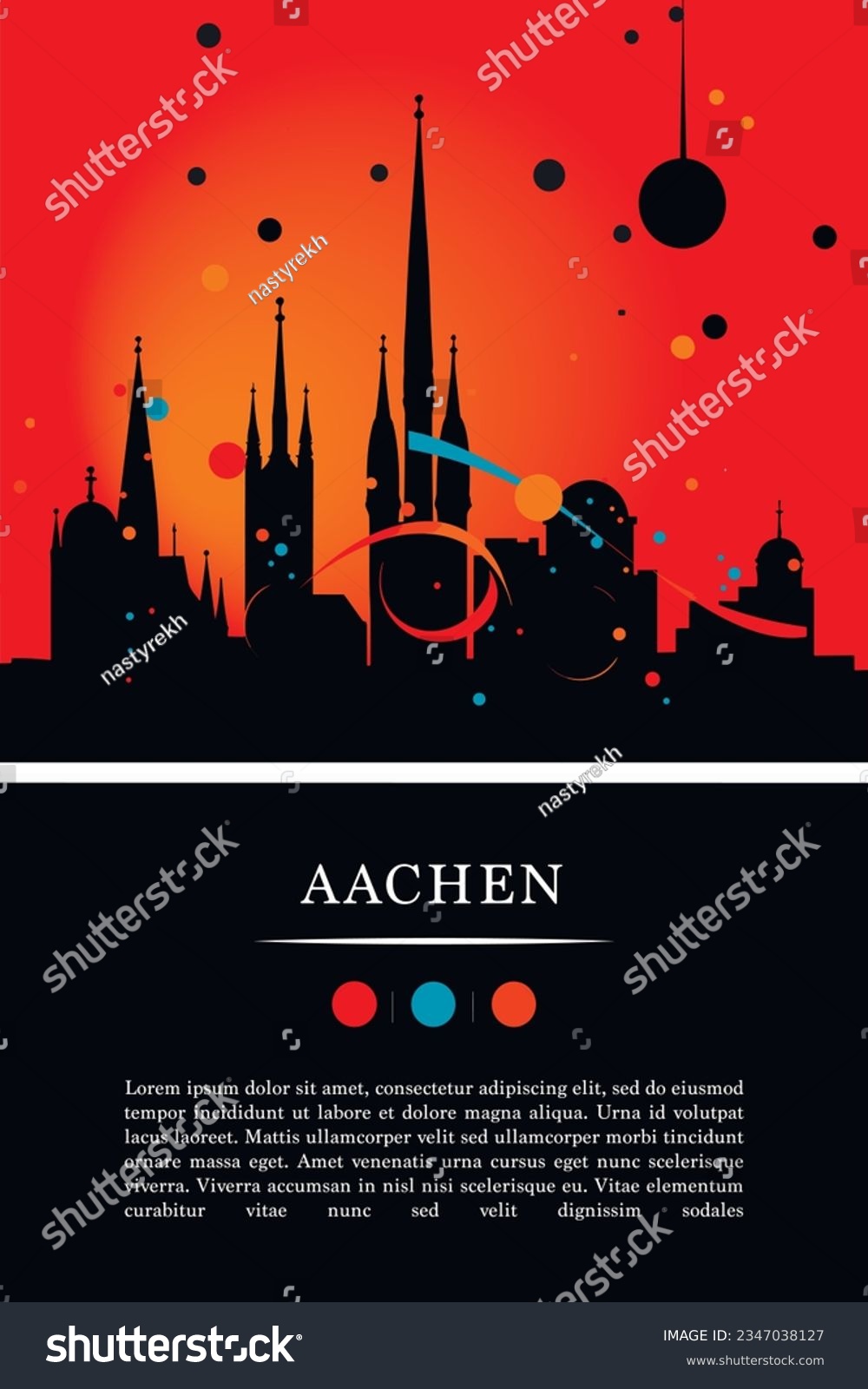 SVG of Germany Aachen city poster with abstract shapes of skyline, cityscape, landmarks and attractions. North Rhine-Westphalia travel vector illustration for brochure, website, page, business presentation svg