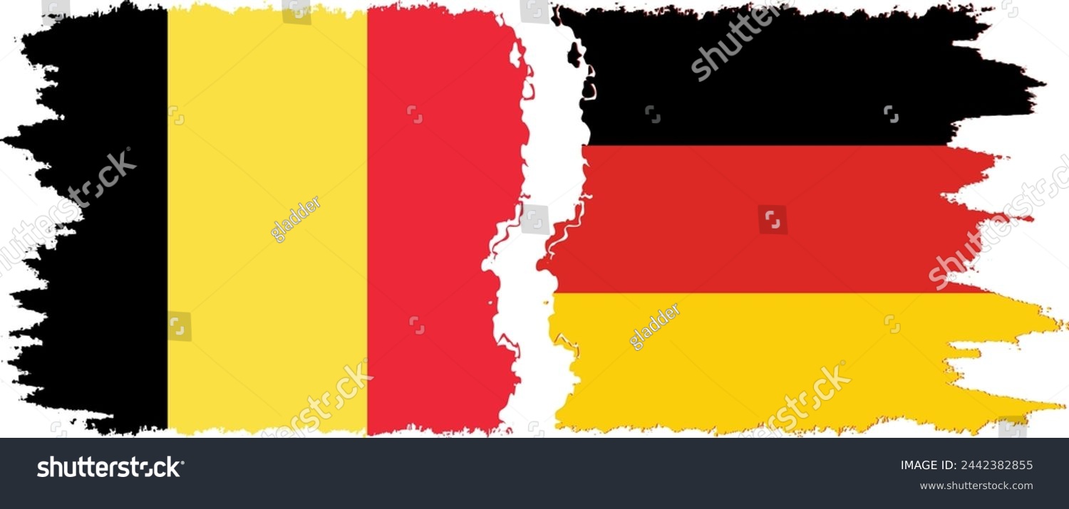 SVG of Germany and Belgium grunge flags connection, vector svg
