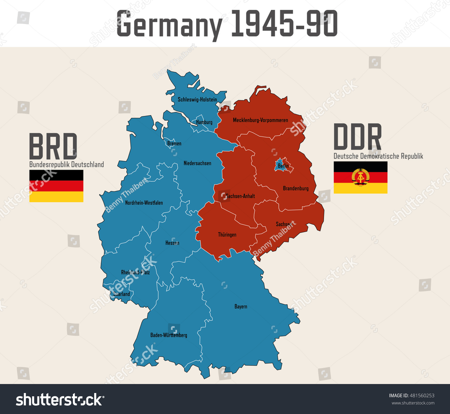 east and west germany map cold war Germany Cold War Map Flags Eastern Stock Vector Royalty Free east and west germany map cold war