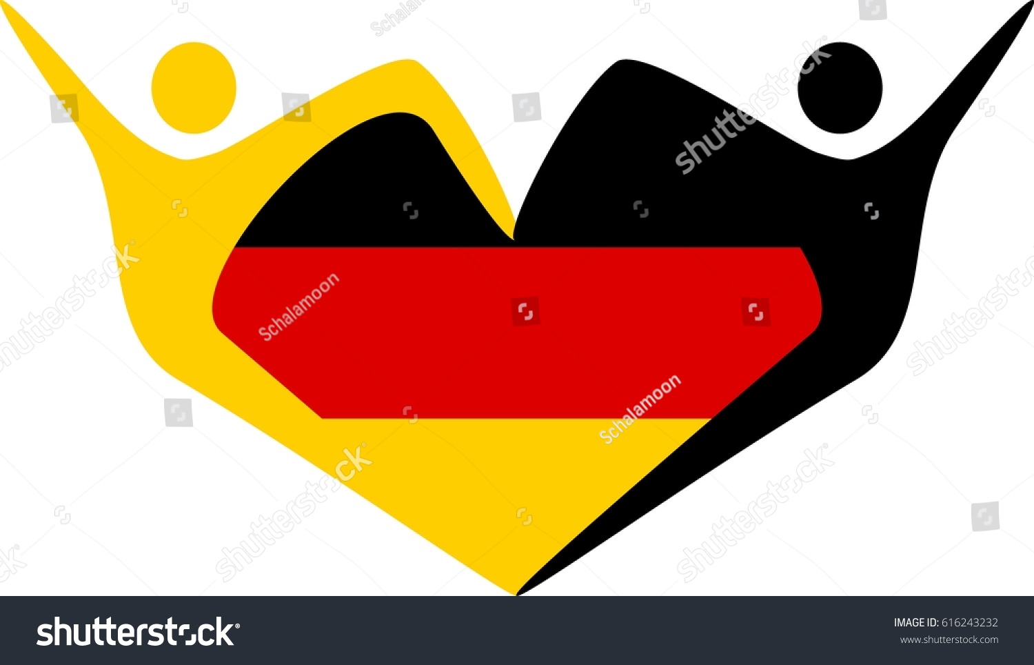 Germany Flag Heart Make People Silhouette Stock Vector Royalty Free