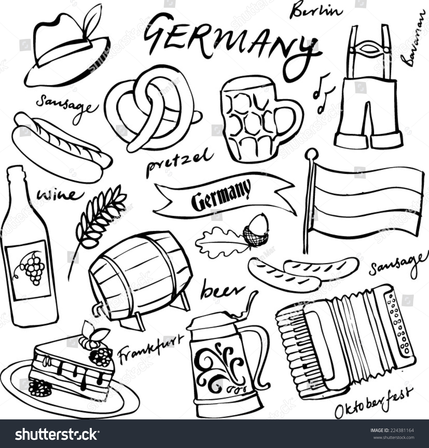 Germany Icons Doodle Set Stock Vector 224381164 - Shutterstock