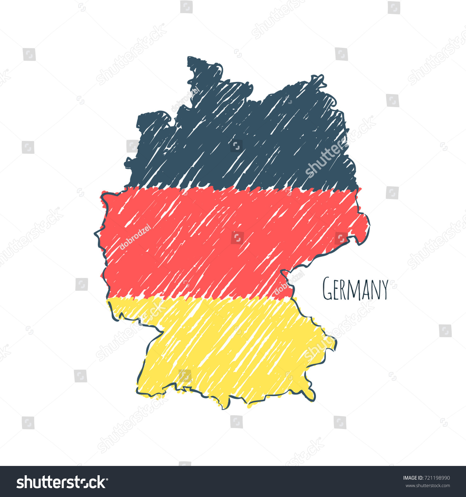 Germany Map Hand Drawn Sketch Vector vector de stock (libre de