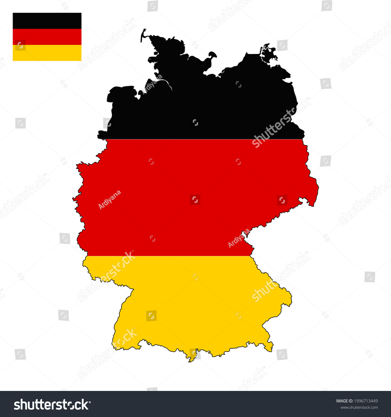 Germany Map Vector Art Graphics Stock Vector (Royalty Free) 1996713449
