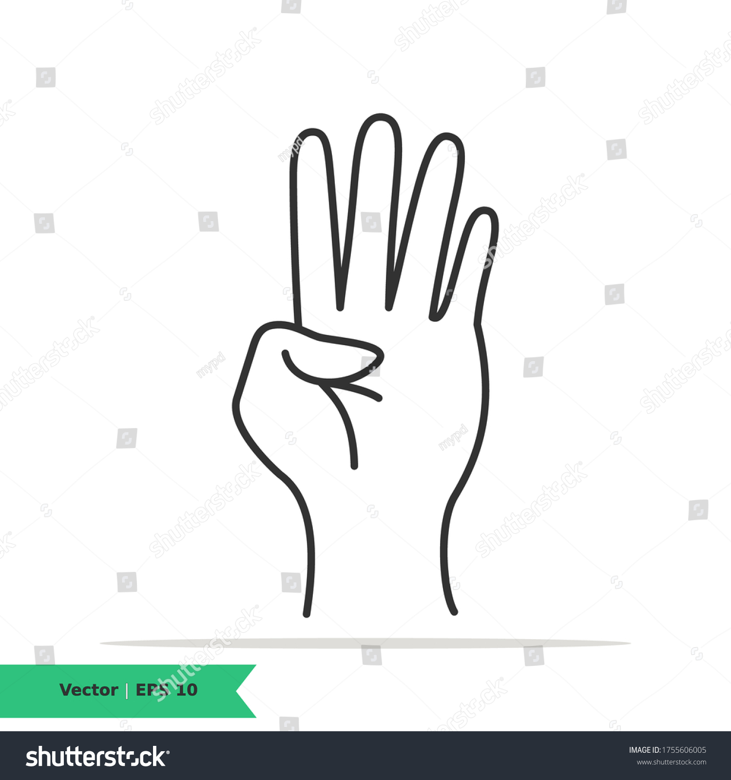 SVG of Gesture Hand Icon Illustration. Number Four Sign Symbol. Vector Line Icon EPS 10 svg