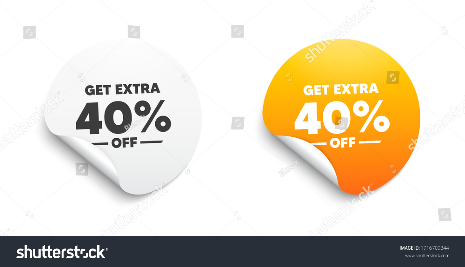 SVG of Get Extra 40 percent off Sale. Round sticker with offer message. Discount offer price sign. Special offer symbol. Save 40 percentages. Circle sticker mockup banner. Extra discount badge shape. Vector svg