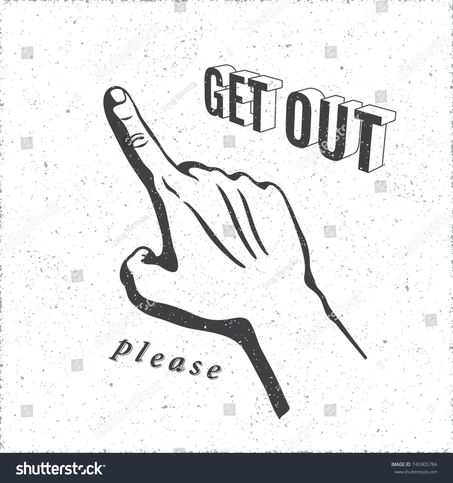 Get Out Please Logo Lettering Hand Stock Vector Royalty Free Shutterstock