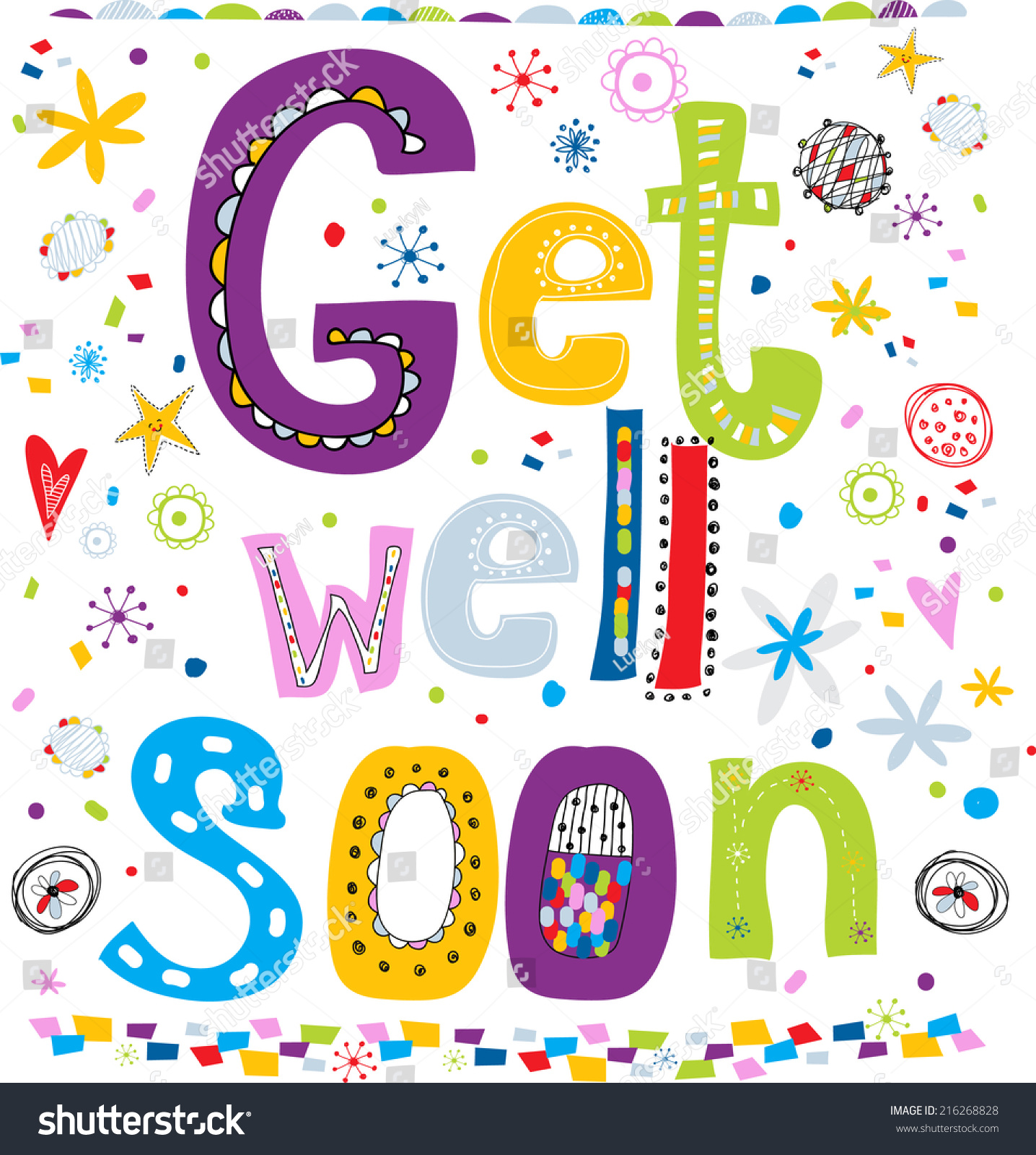 Get Well Soon Concept Card Text Stock Vector 216268828 - Shutterstock