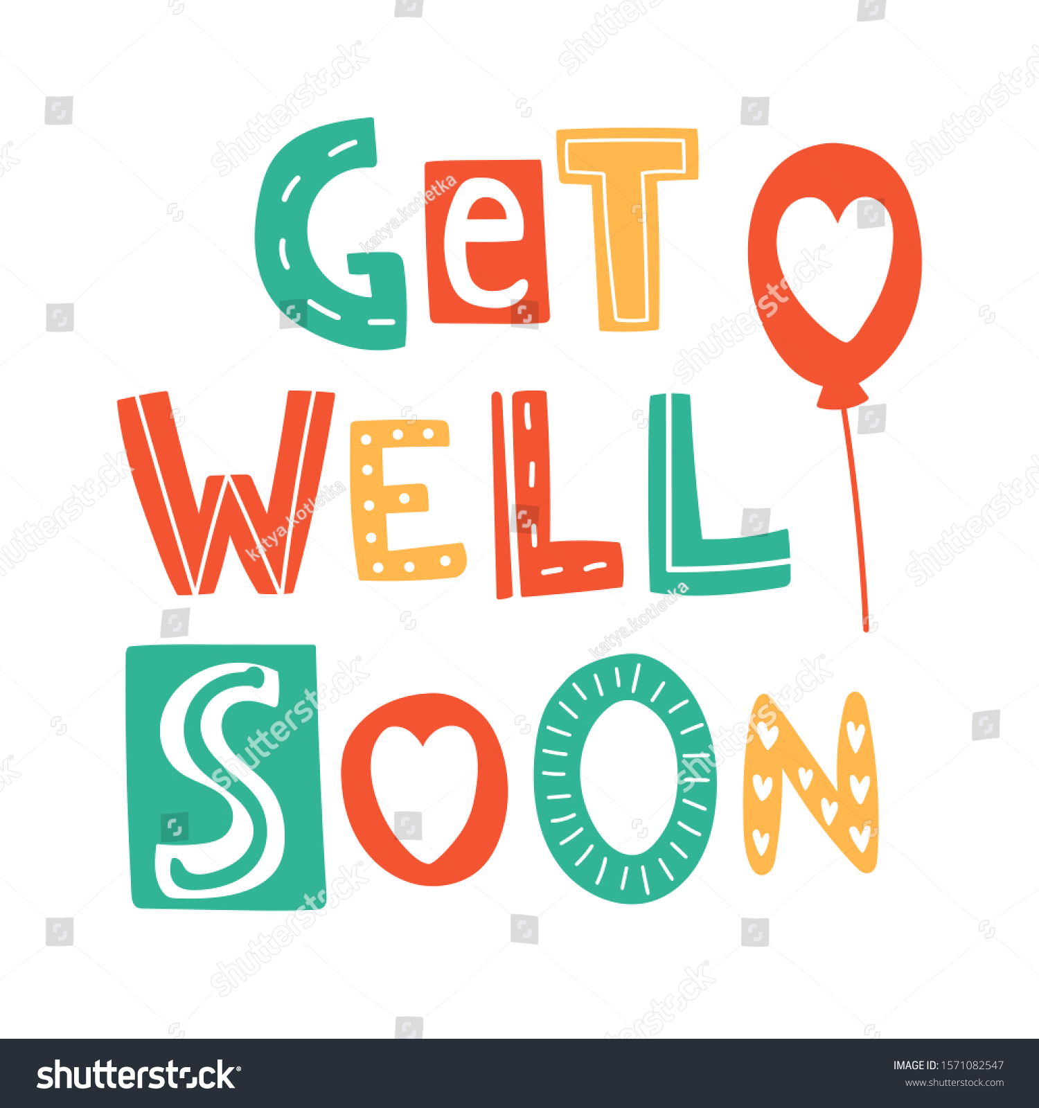 Get Well Soon Hand Drown Lettering Stock Vector (Royalty Free) 1571082547