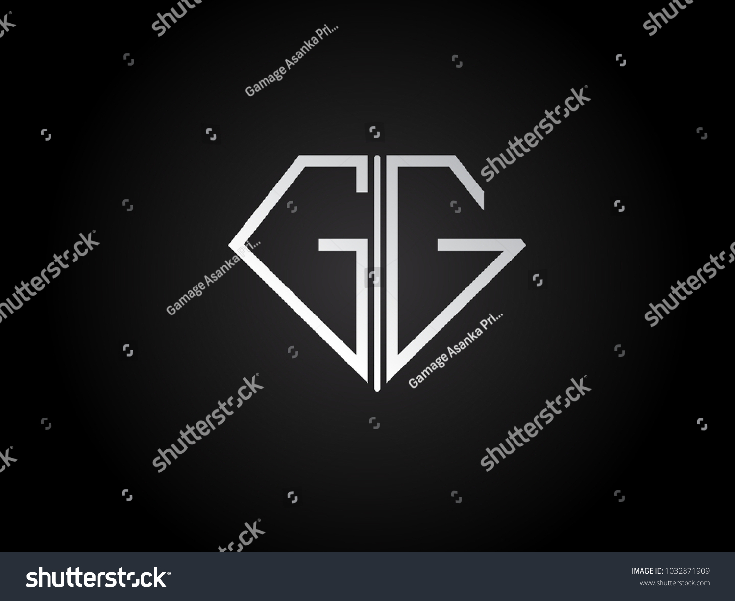 Gg Diamond Shape Silver Color Design Stock Vector (Royalty Free ...