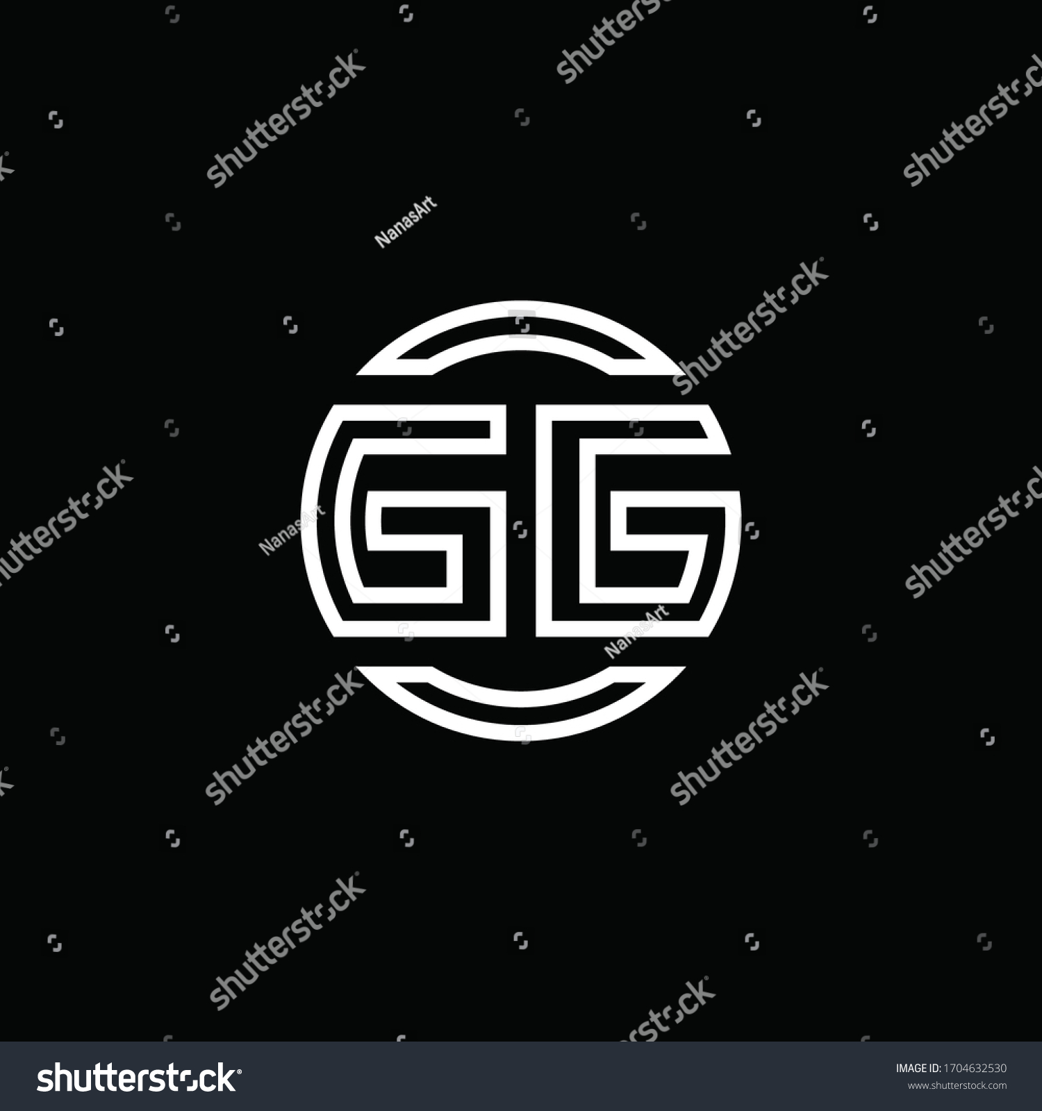 Gg Logo Monogram Negative Space Circle Stock Vector (Royalty Free ...