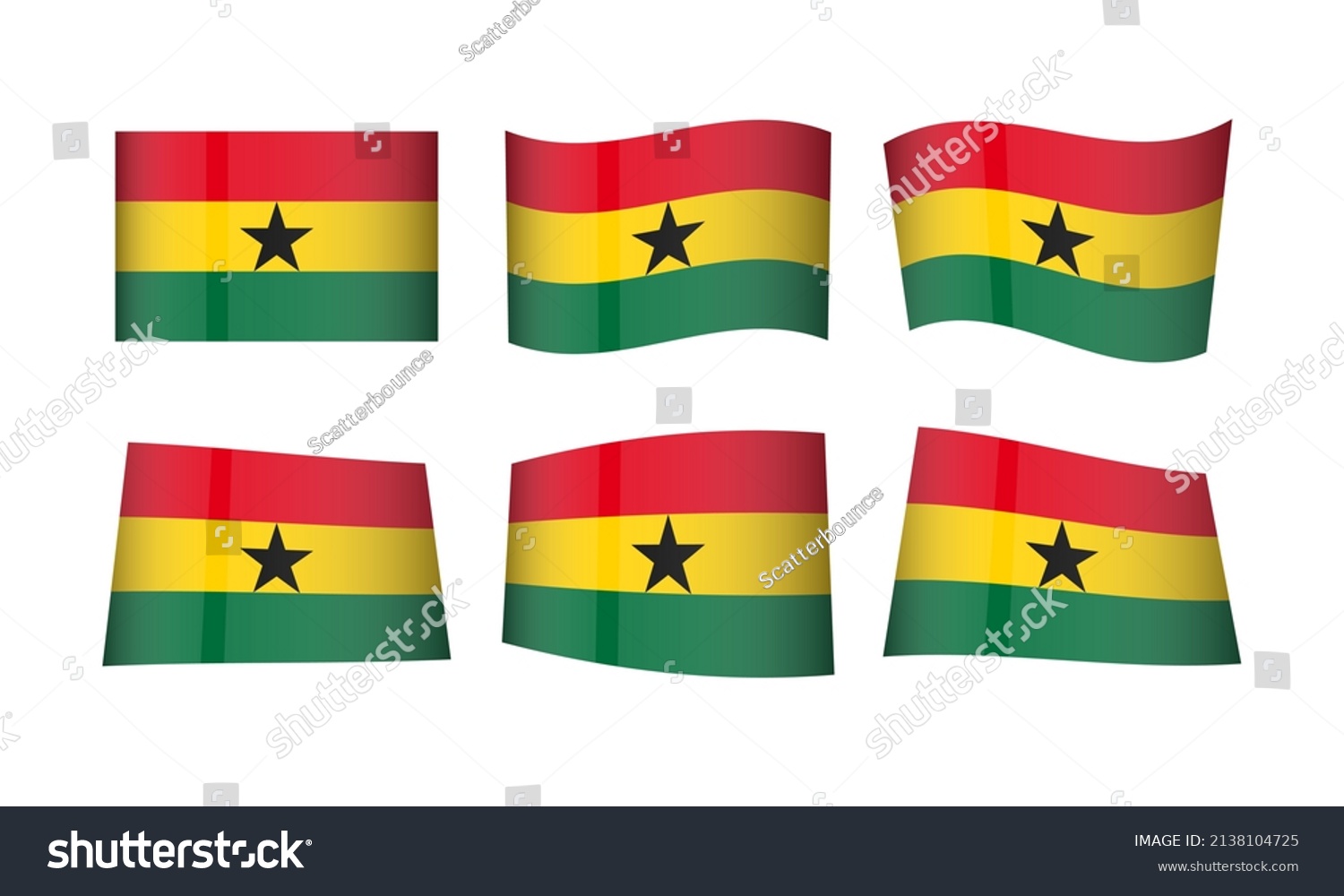 Ghana Flag Set Ghanaian Flags National Stock Vector (Royalty Free ...