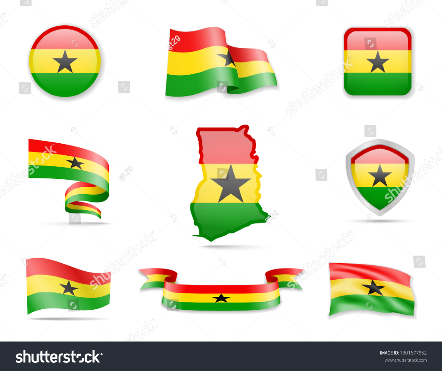 Ghana Flags Collection Flags Outline Country Stock Vector (Royalty Free ...