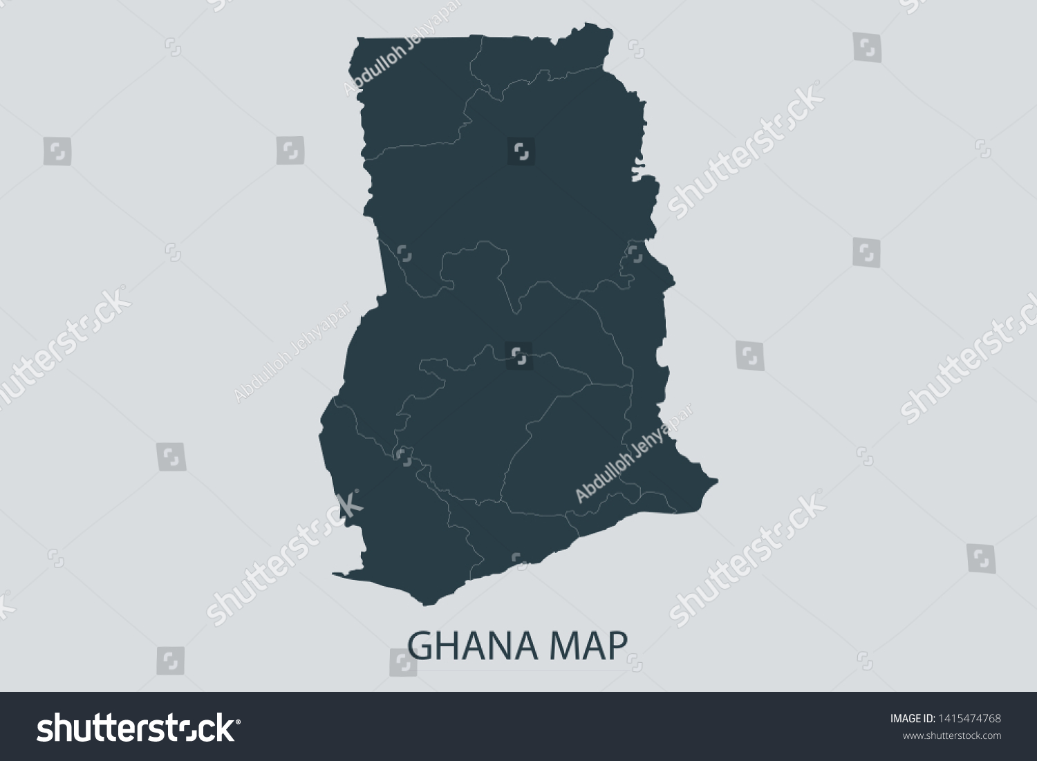 Ghana Map On Gray Background Vector Stock Vector (Royalty Free ...