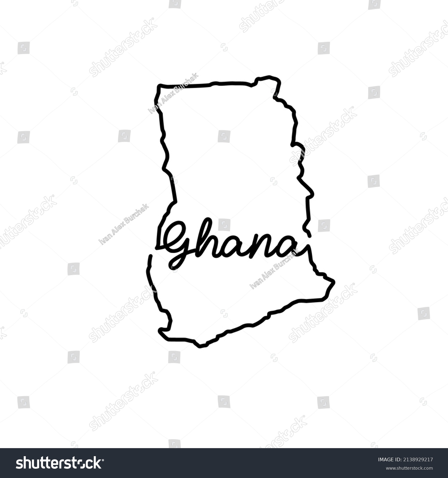 Ghana Outline Map Handwritten Country Name Stock Vector (Royalty Free ...