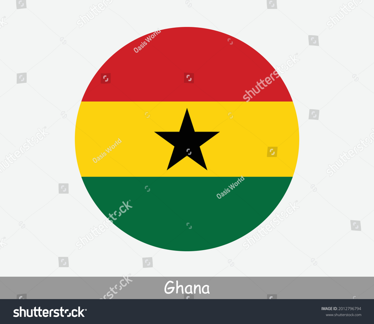SVG of Ghana Round Circle Flag. Ghanaian Circular Button Banner Icon. EPS Vector svg