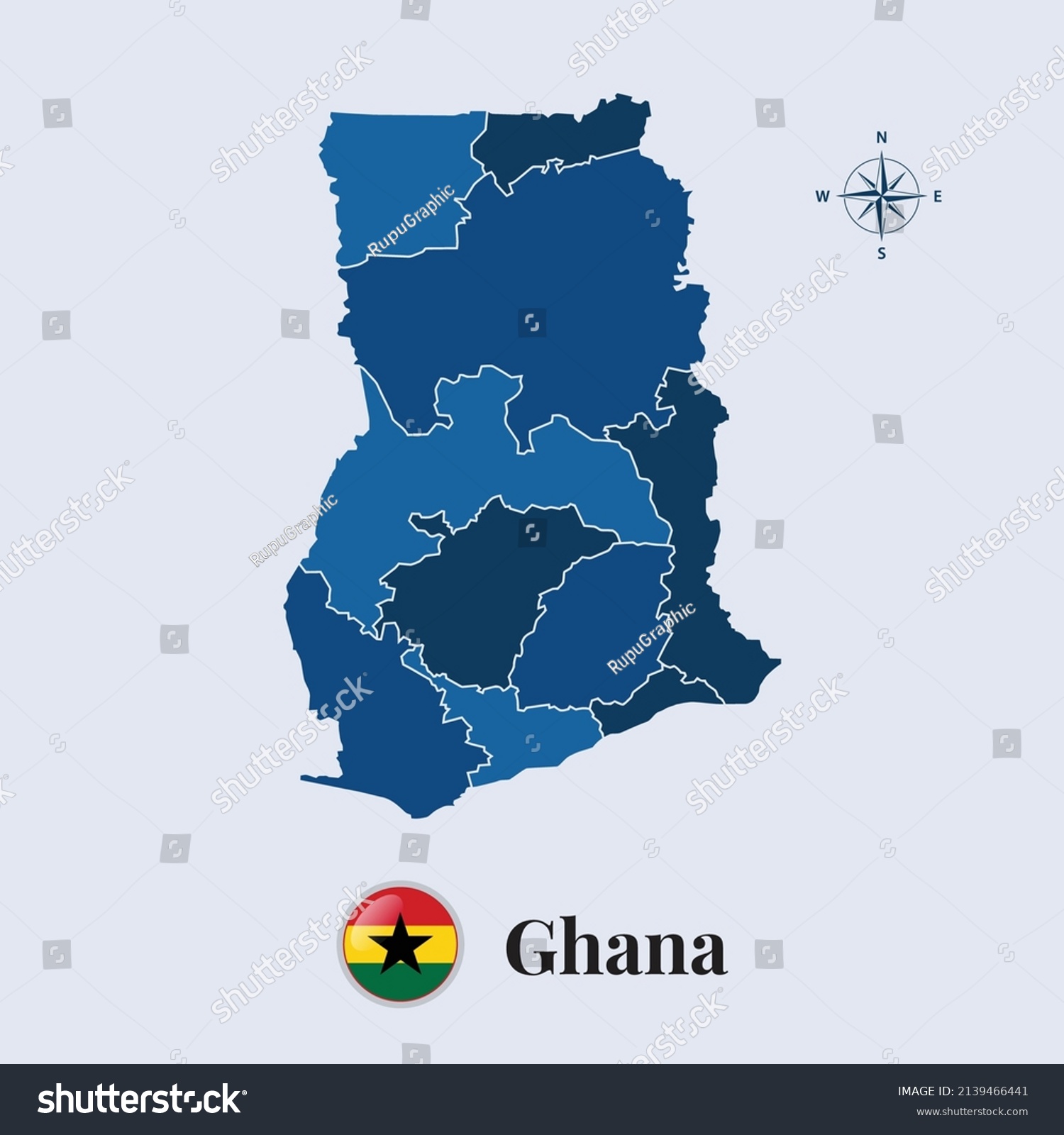 Ghana Vector Map Flag Flag Map Stock Vector (Royalty Free) 2139466441 ...