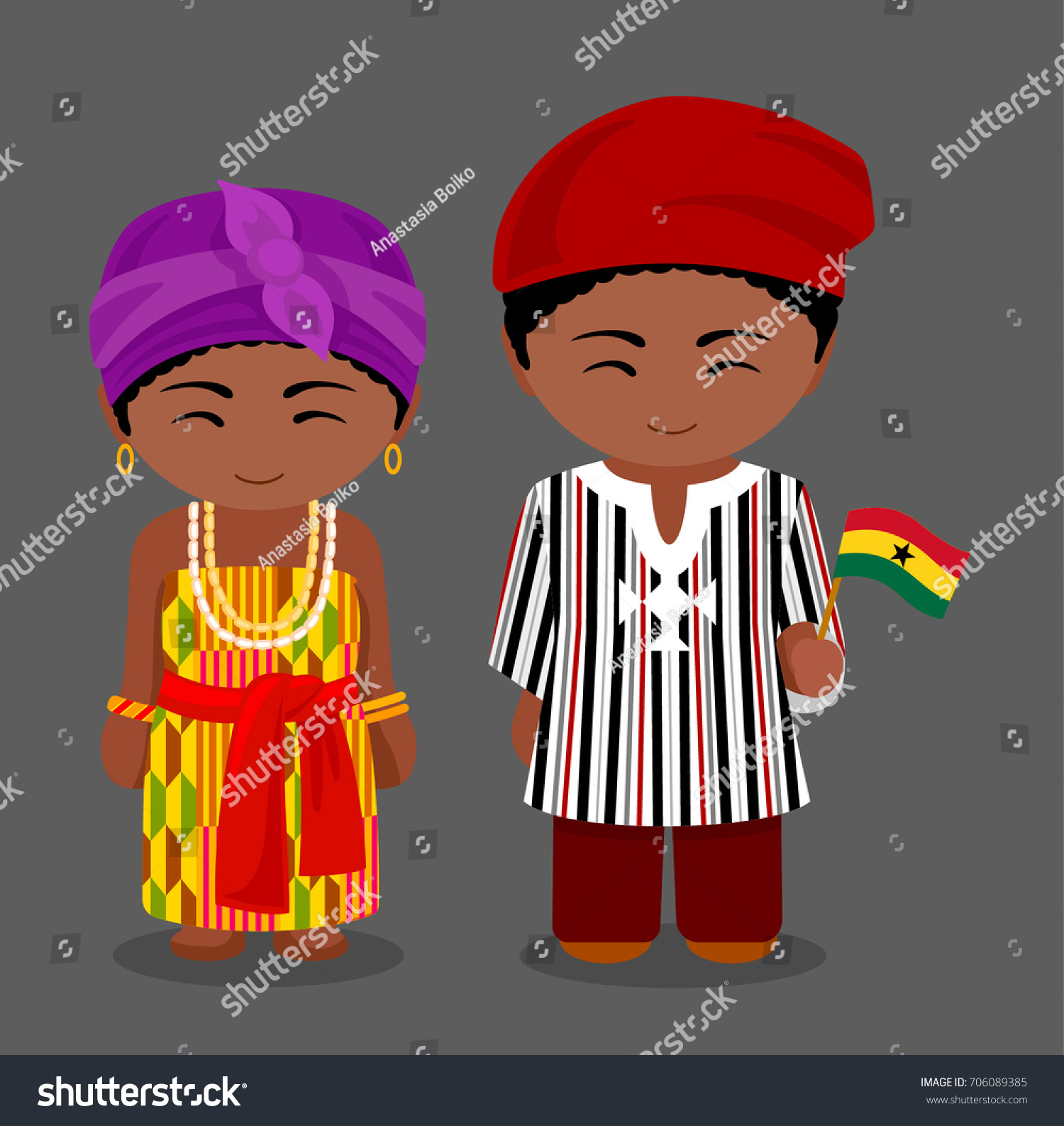 Ghanaian National Clothes Flag Man Woman Stock Vector (Royalty Free ...