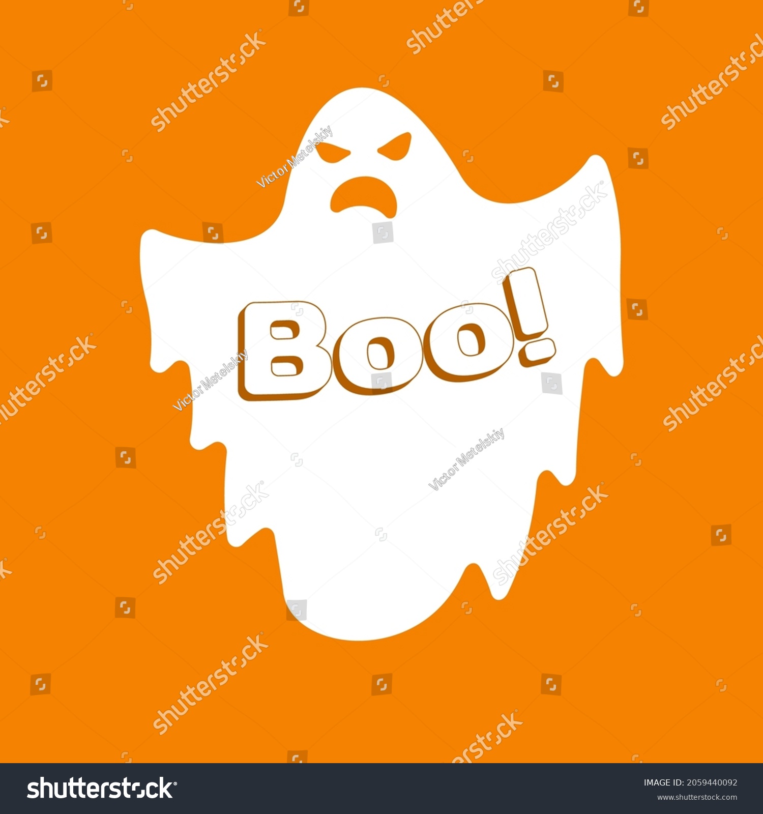Ghost Icon Boo Text Scary Face Stock Vector (Royalty Free) 2059440092 ...