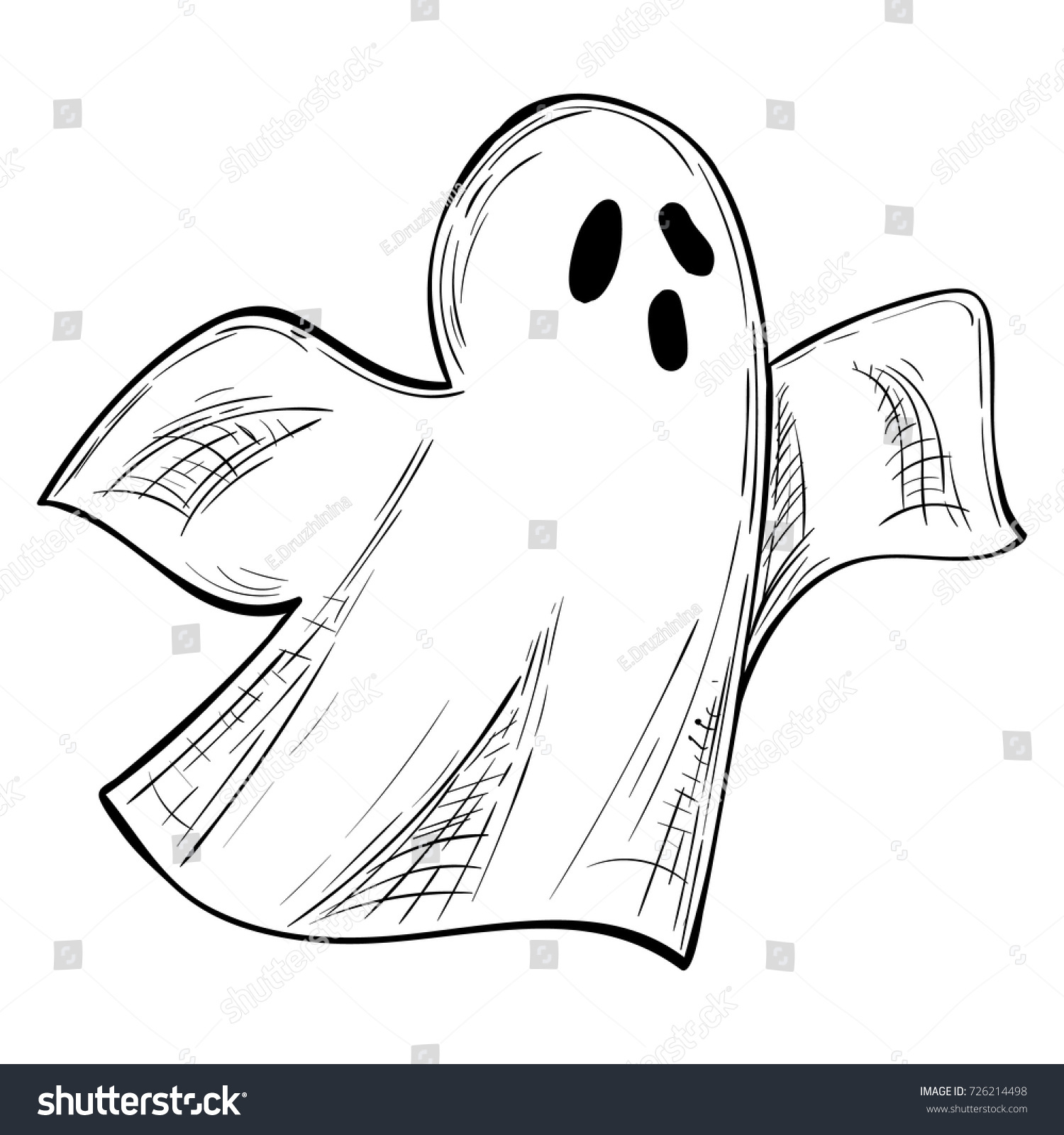 Ghost Scary Halloween Sketch Illustration Vector Stock Vector (Royalty ...