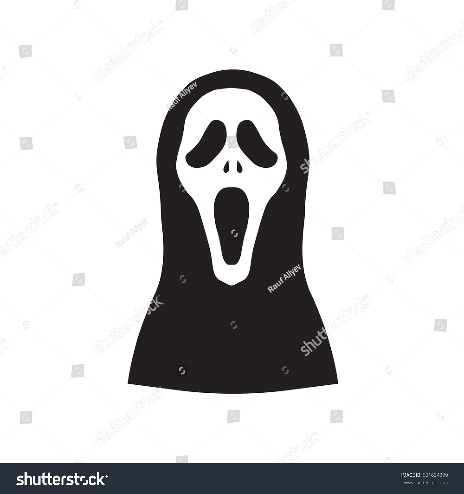 Ghost Scream Mask Halloween Concept Flat Stock Vector 501634399 ...