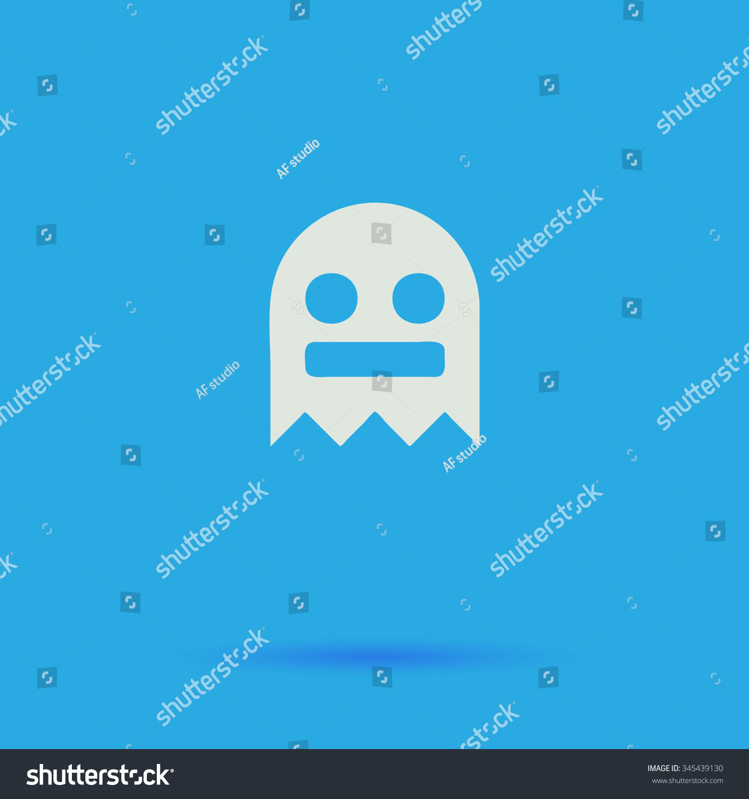 Ghost White Flat Vector Simple Icon On Blue Background With Shadow ...