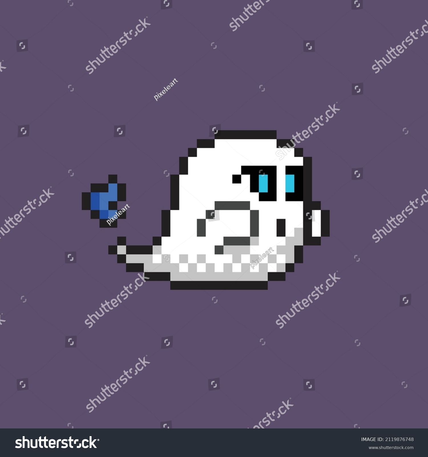 Ghost Blue Fire Tail Pixel Art Stock Vector (Royalty Free) 2119876748