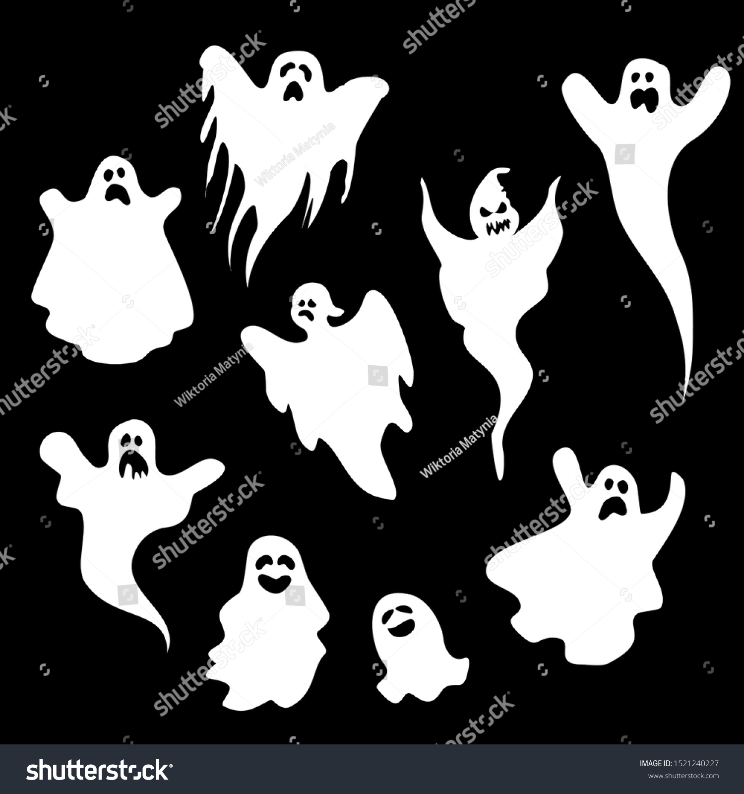 Ghosts Cartoon Style Vector Collection Stock Vector (Royalty Free ...