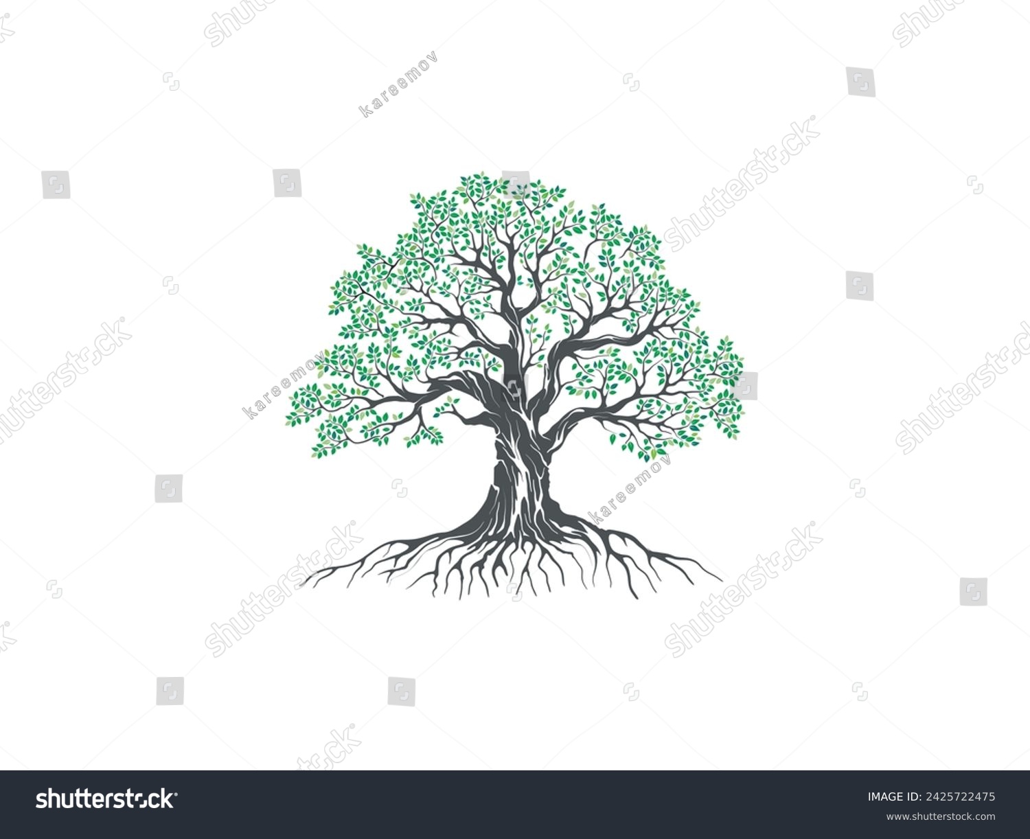SVG of giant oak tree hand drawn, vector illustrations svg