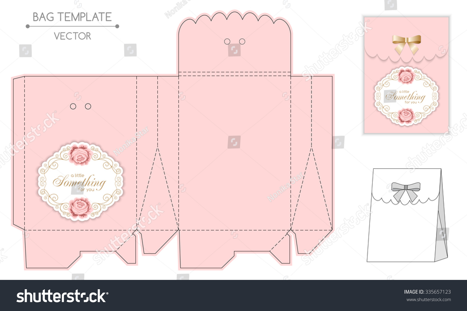 Gift Bag Template Hand Drawn Roses Stock Vector (Royalty Free) 335657123