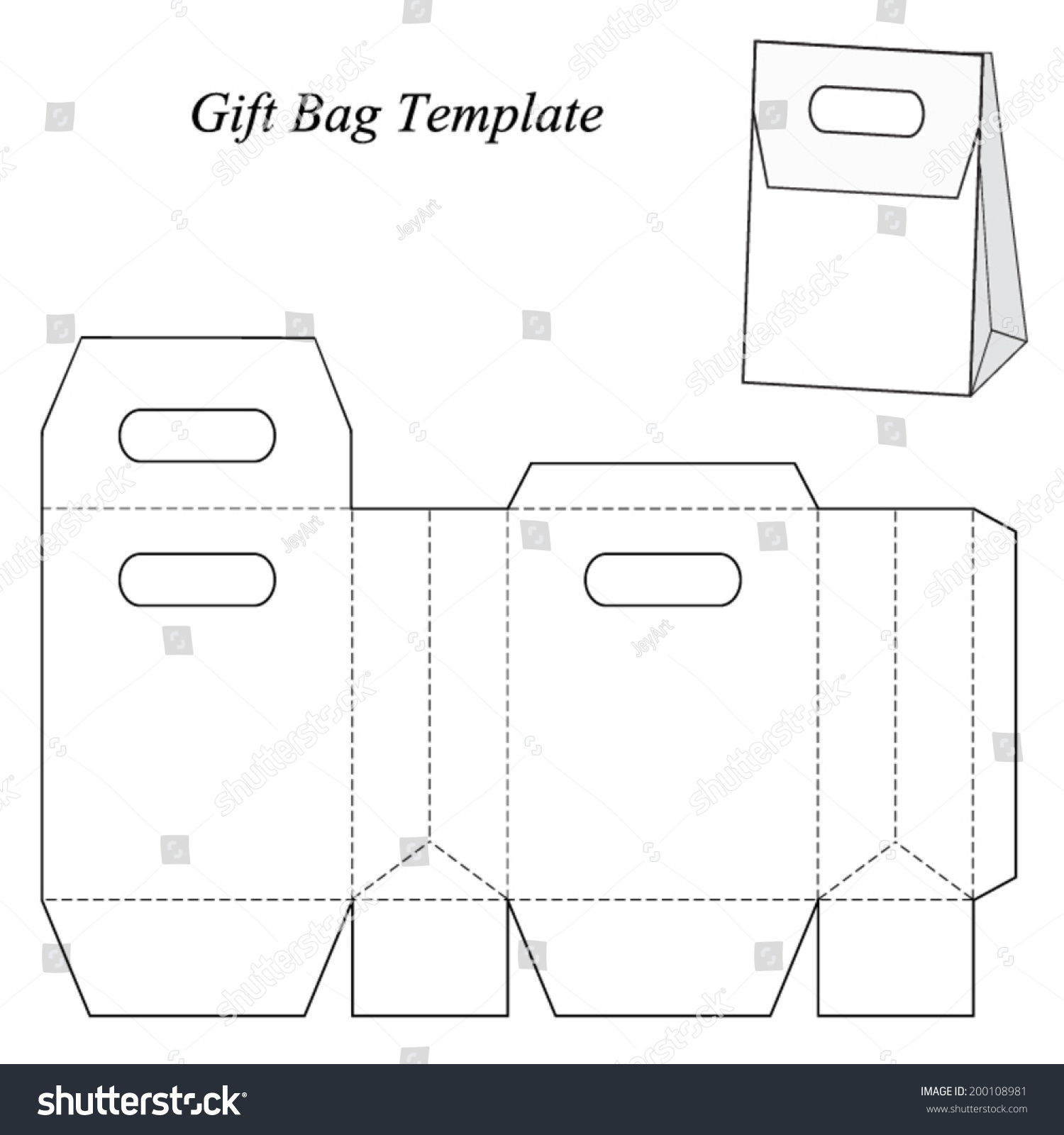 Gift Bag Template With Lid, Vector Illustration - 200108981 : Shutterstock