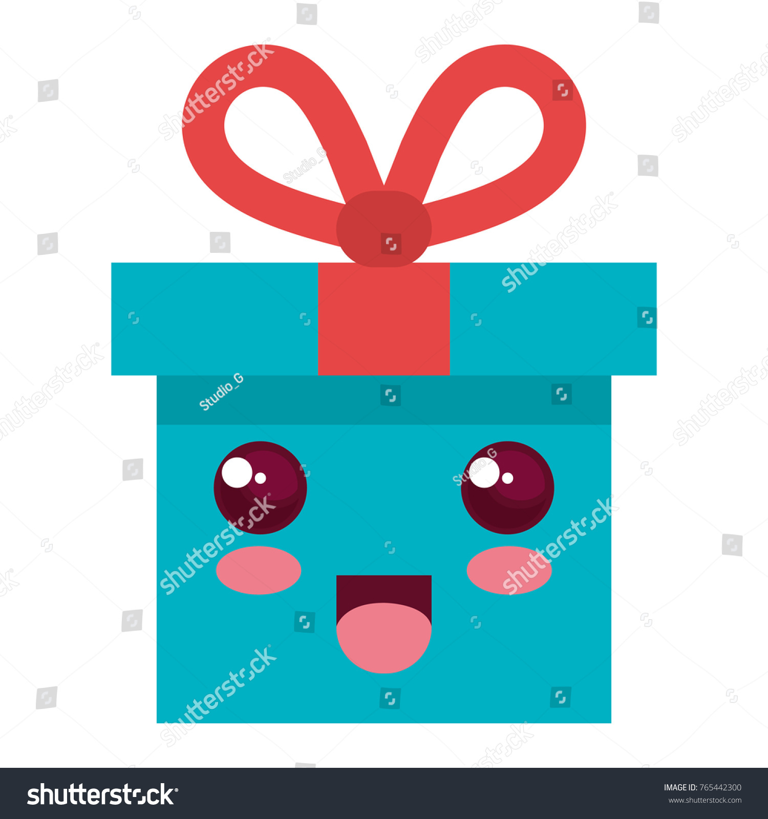 Gift Box Present Kawaii Character Stock Vector (Royalty Free) 765442300