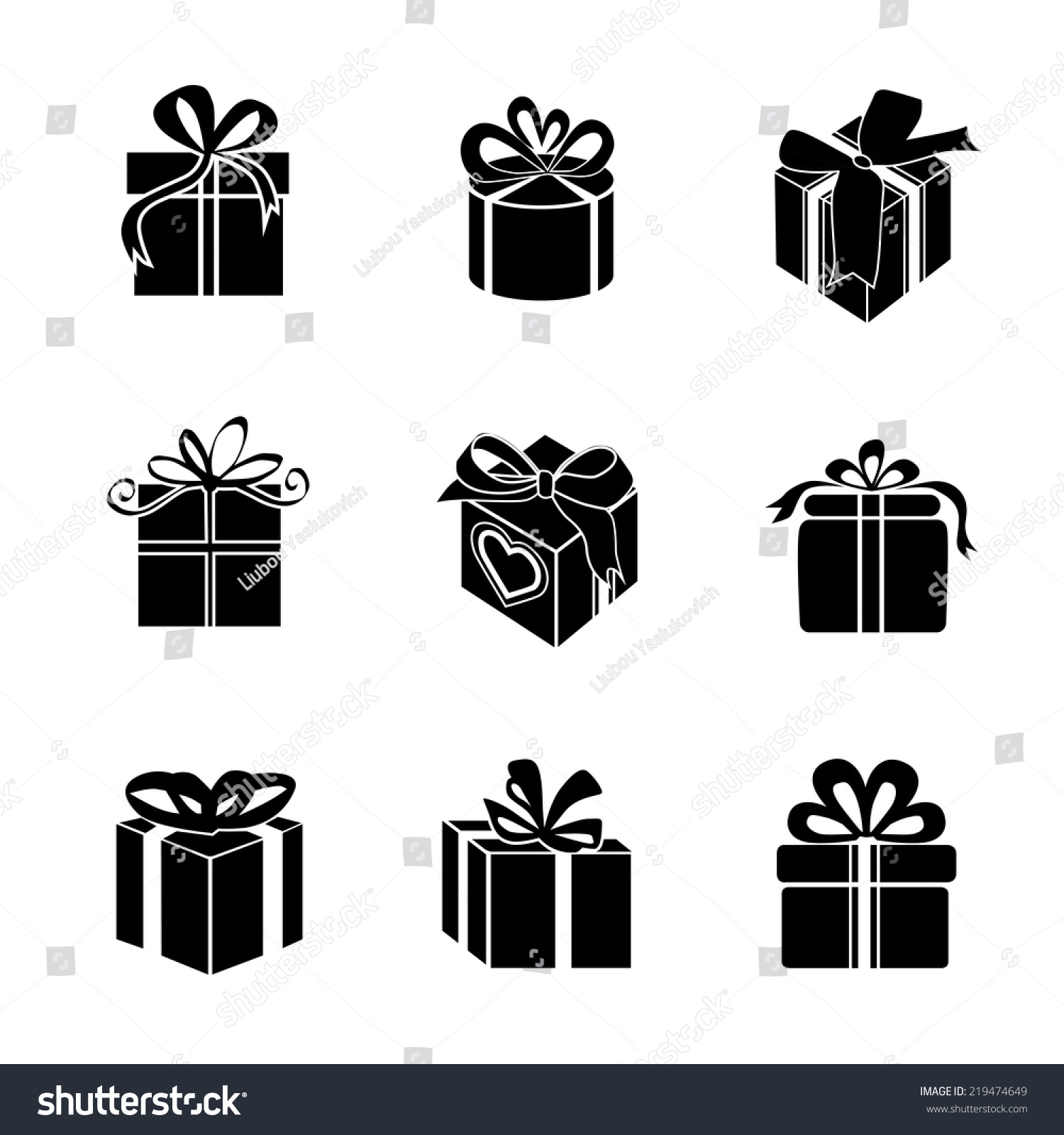 Gift Box Vector Icon Silhouette On Stock Vector Royalty Free 219474649