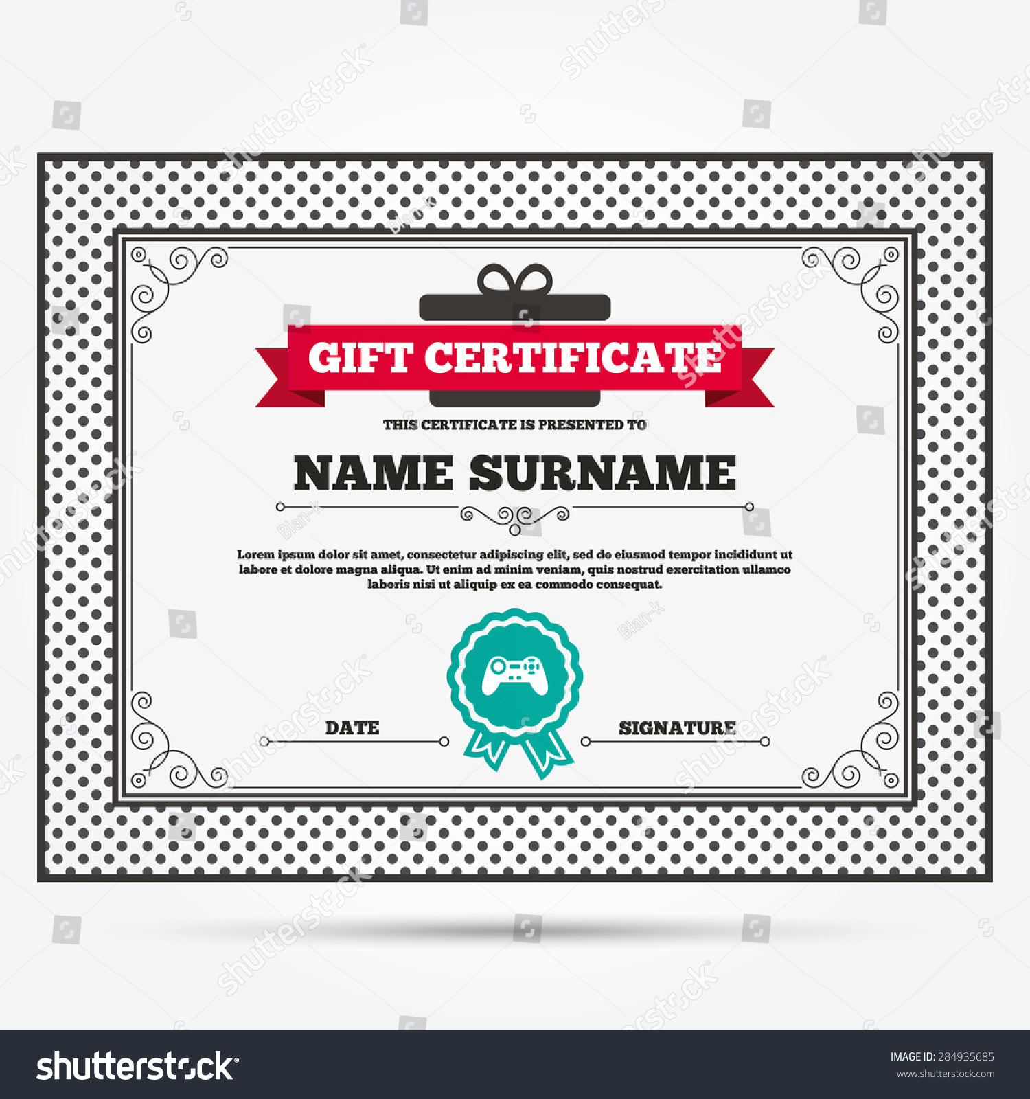 Gift Certificate Joystick Sign Icon Video Stock Vector ...