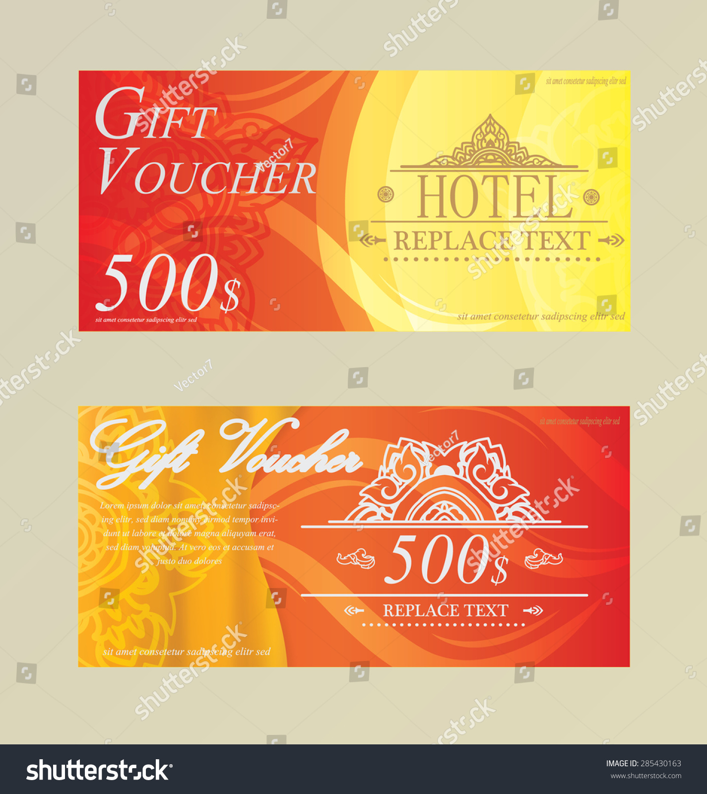 Gift Certificate Voucher Coupon Card Hotel Stock Vector Royalty Free 285430163