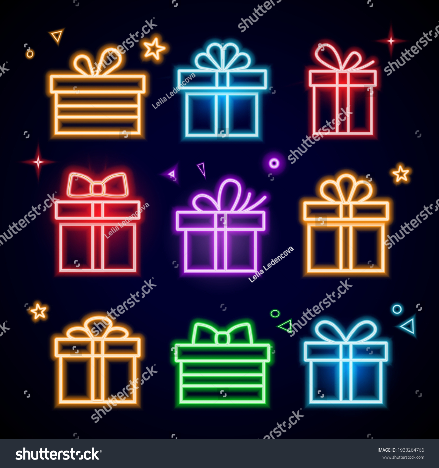 SVG of Gift neon sign. COLORFUL Gift box icons. Night neon sign, night bright advertisement, light banner.
 svg