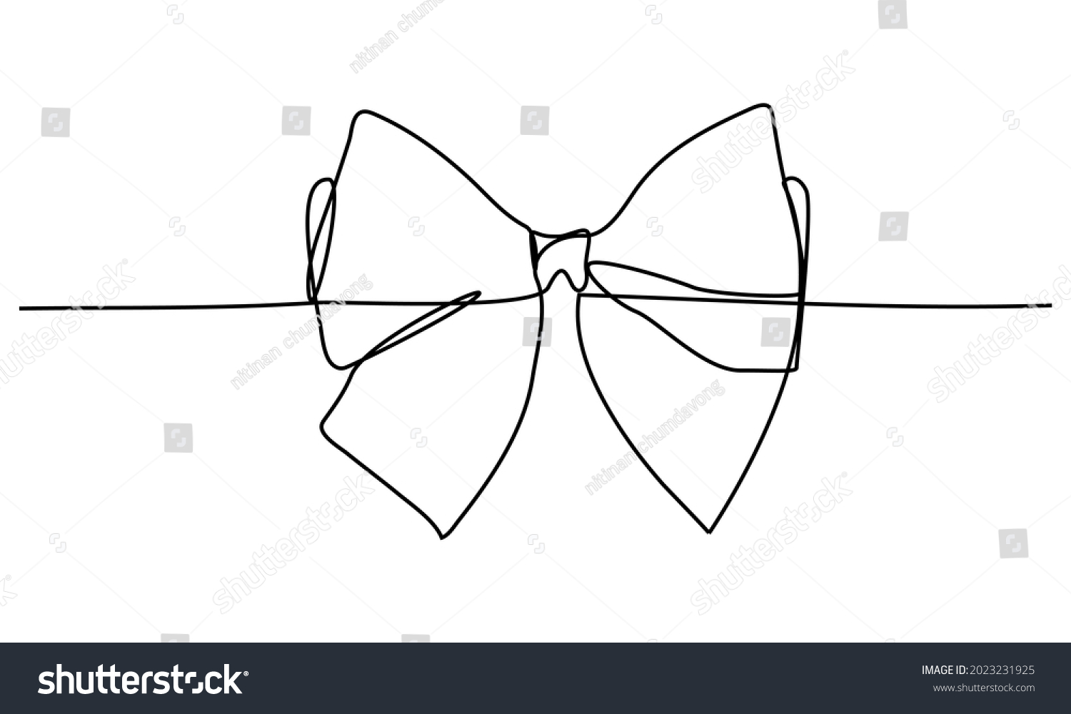 Gift Ribbon Bow Continuous Line Drawing Stock Vector (Royalty Free ...