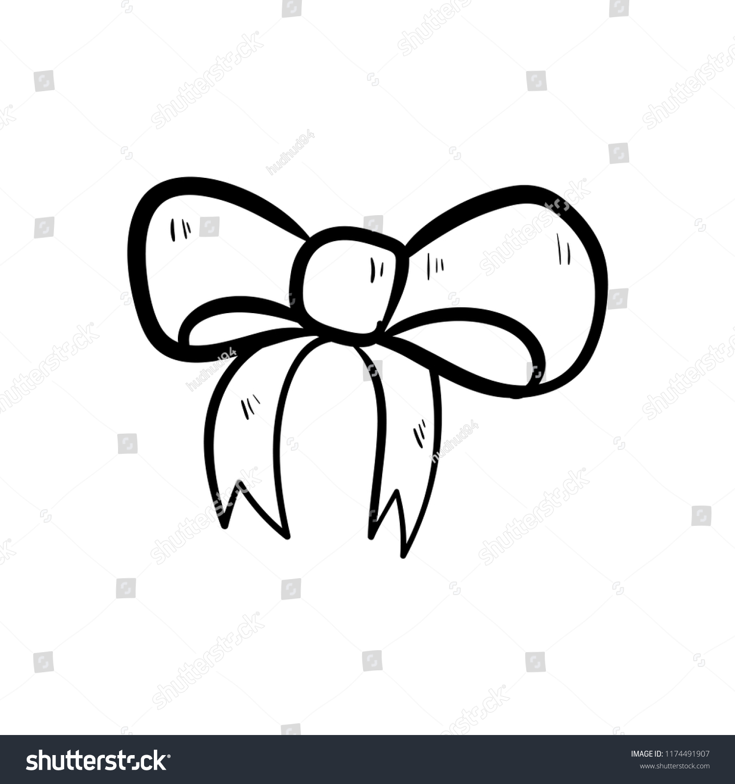 Gift Ribbon Doodle Icon Vector Stock Vector (Royalty Free) 1174491907