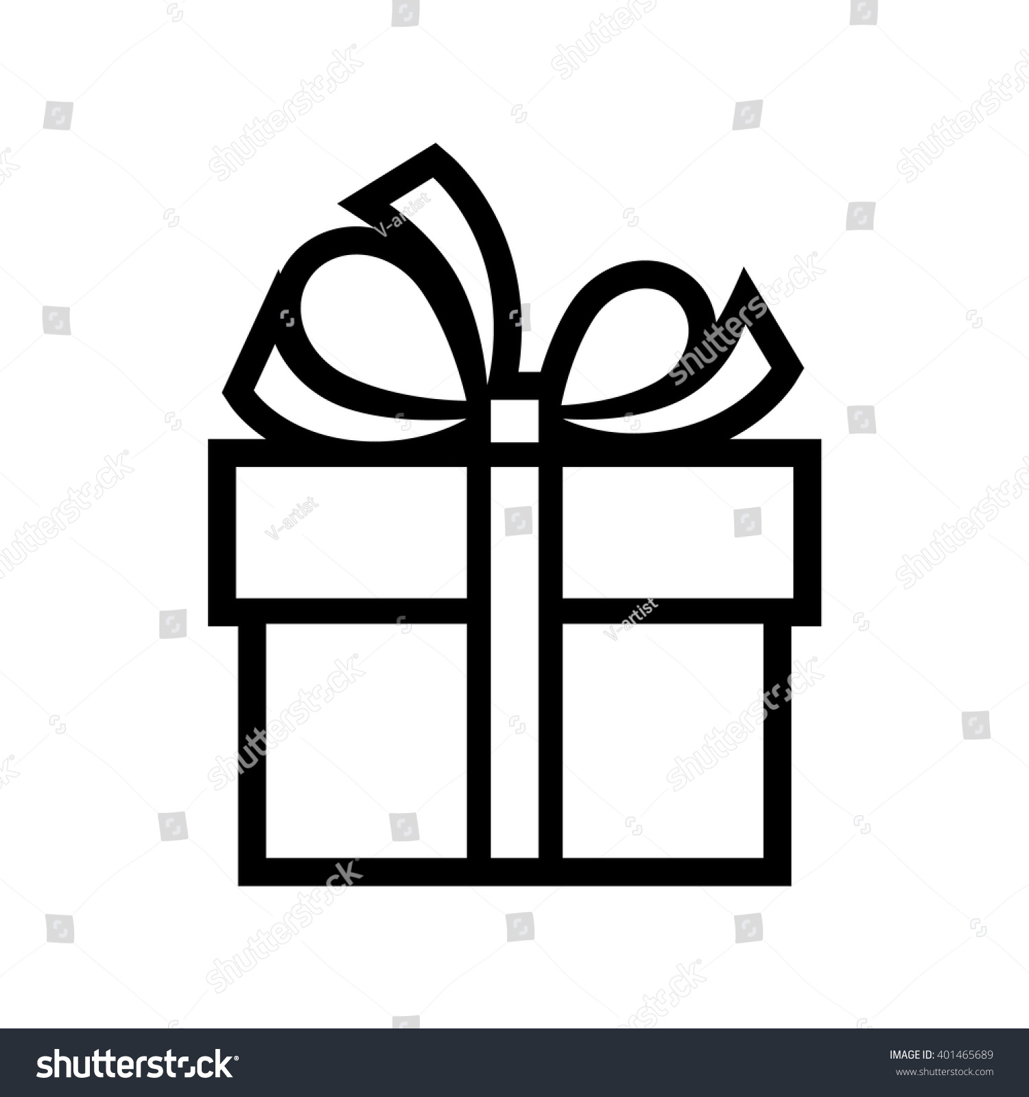 Gift Vector Icon Black White Illustration Stock Vector 401465689