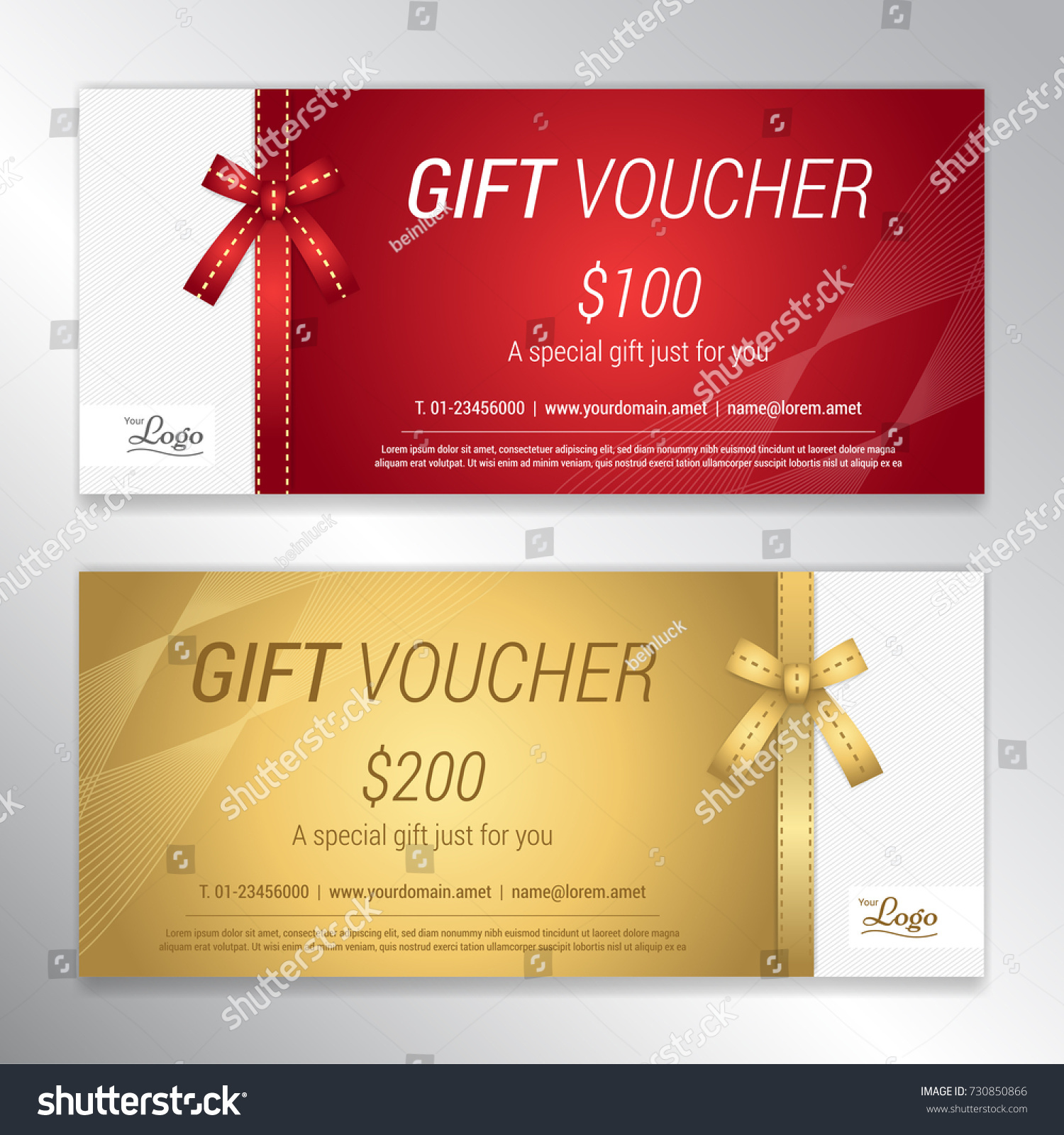 Gift Voucher Certificate Discount Card Template Stock Vector 730850866 ...