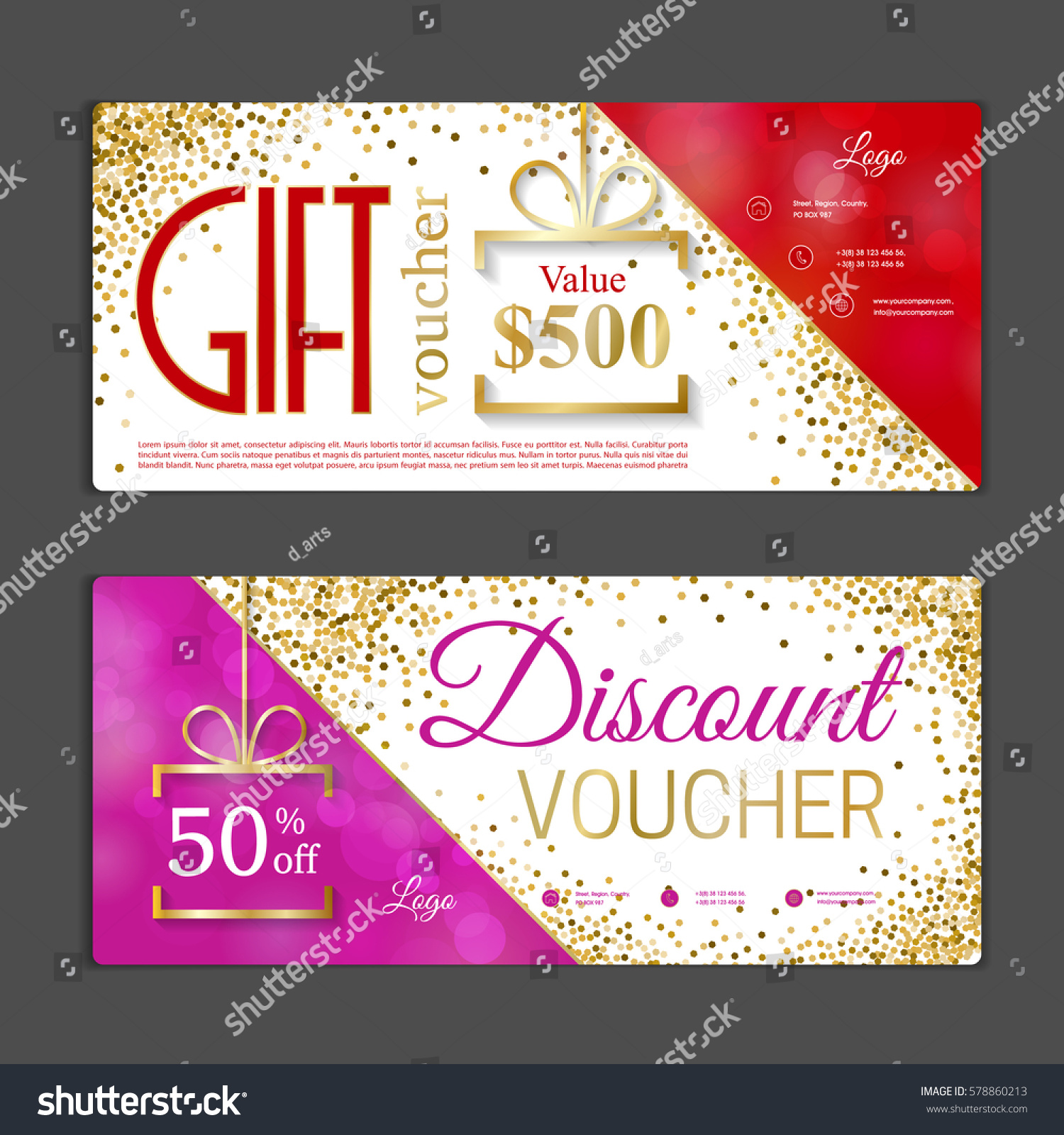 Gift Voucher Template Can Be Use: เวกเตอร์สต็อก (ปลอดค่าลิขสิทธิ์