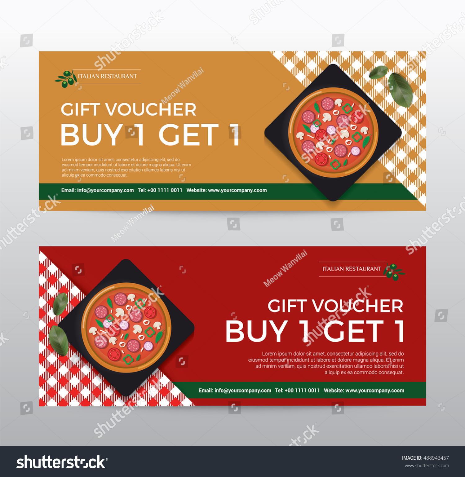 Gift Voucher Template Food Pizza Restaurant Stock Vector (Royalty Inside Pizza Gift Certificate Template