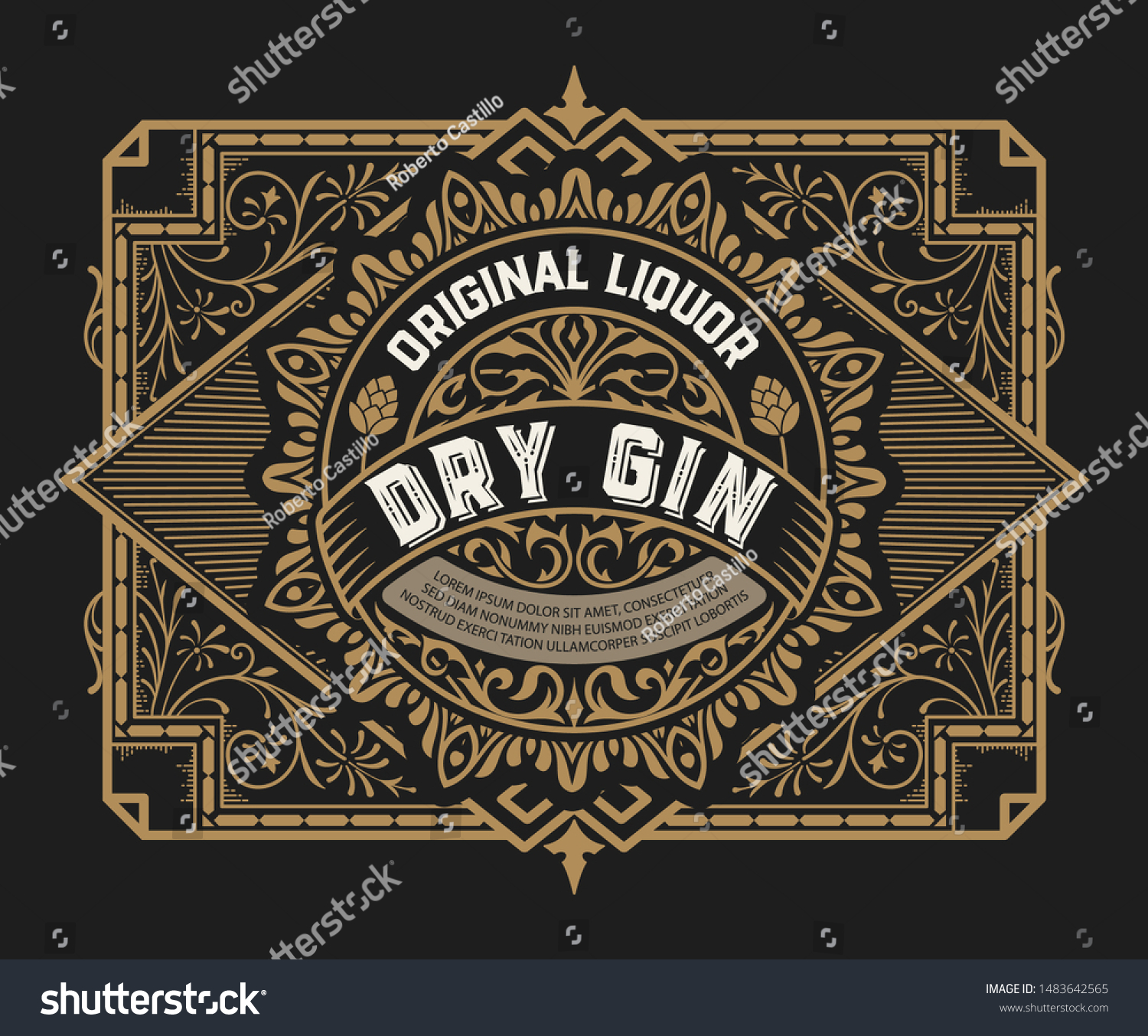 Gin Label Floral Frame Stock Vector (Royalty Free) 1483642565