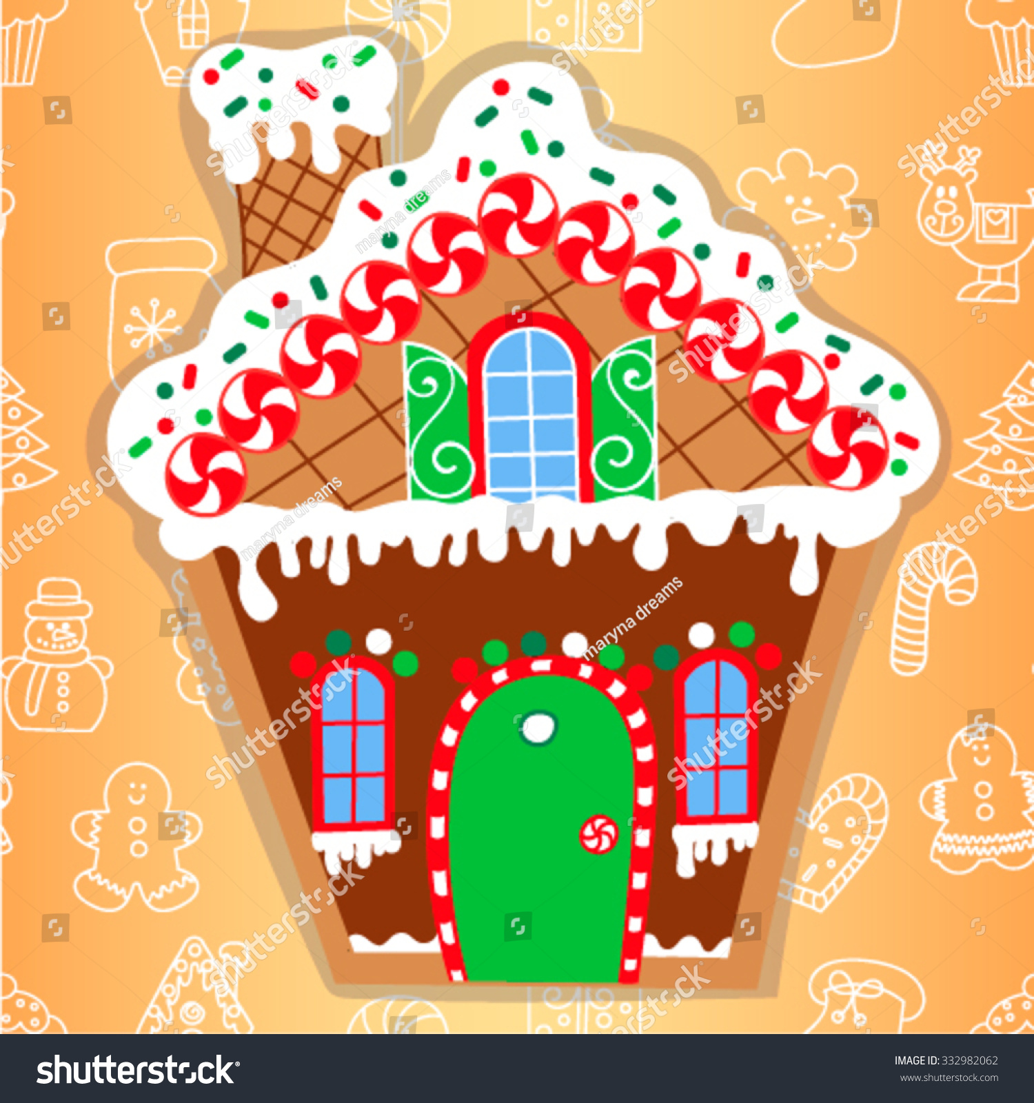 Gingerbread House Vector/Illustration - 332982062 : Shutterstock